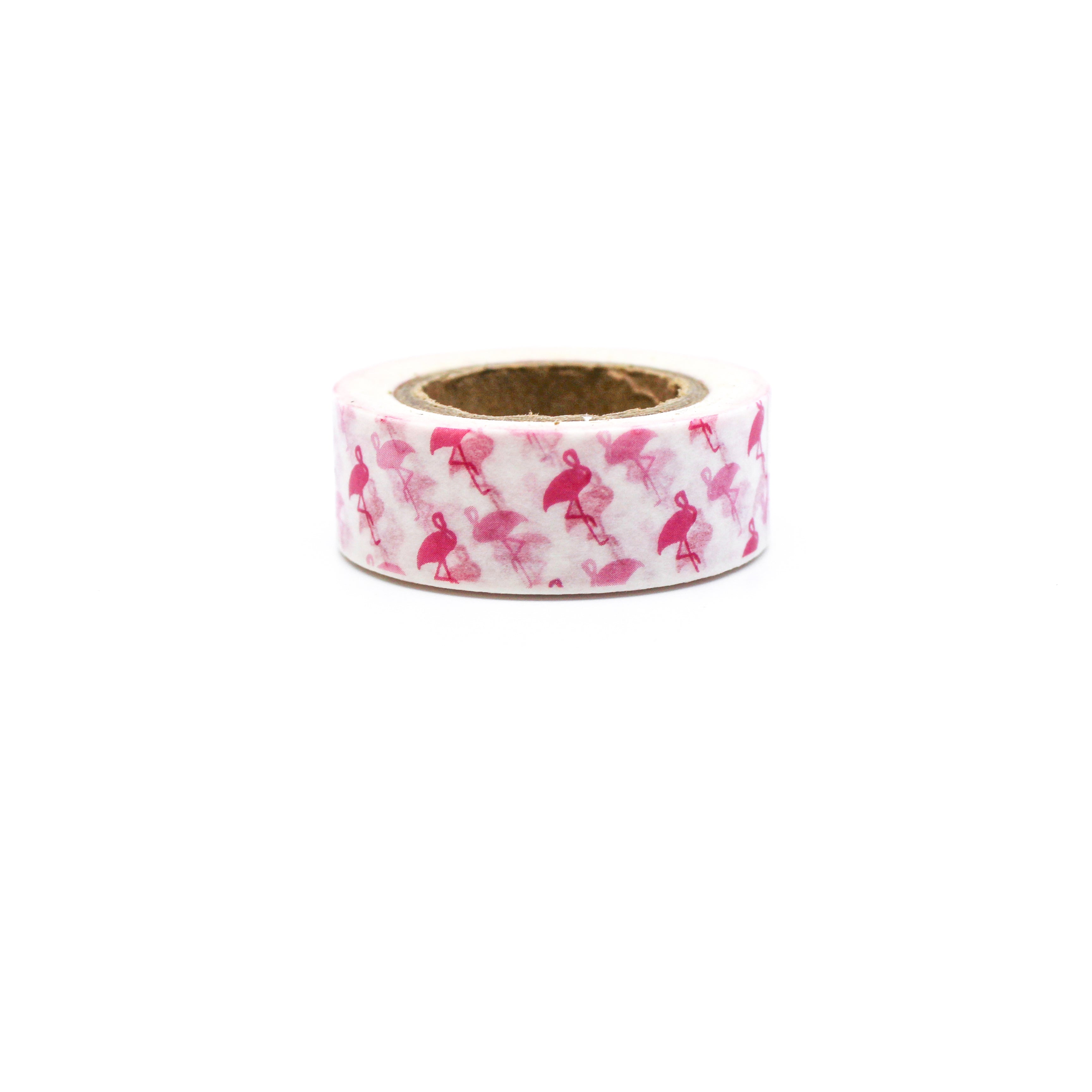 This is a tiny pink flamingos pattern washi tape from BBB Supplies Craft Shop
