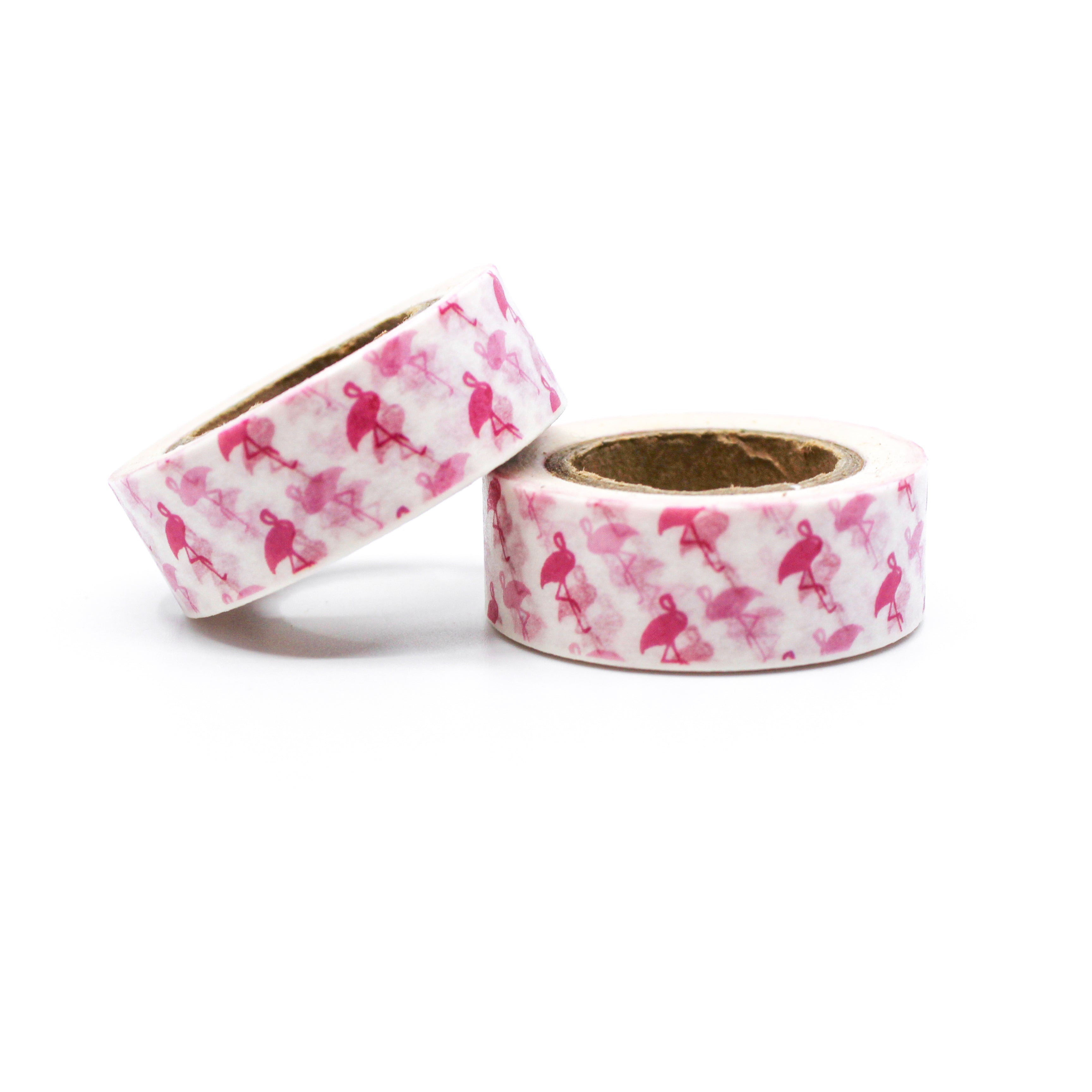 This is a graphic of pink standing flamingo pattern for Journal Supplies, Scrapbooking washi tapes from BBB Supplies Craft Shop