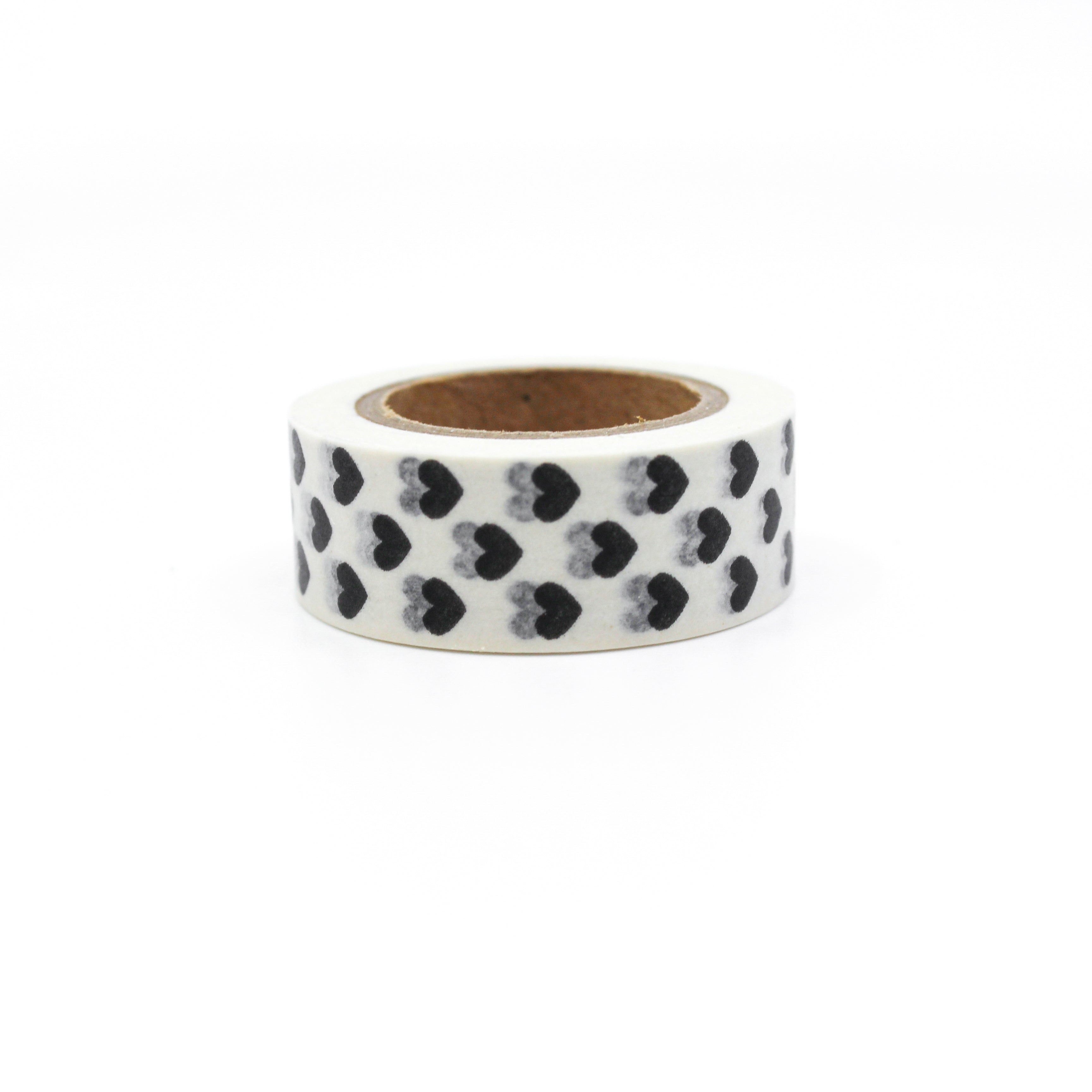 This is a black and white multi hearts in 3 rows pattern washi tape from BBB Supplies Craft Shop