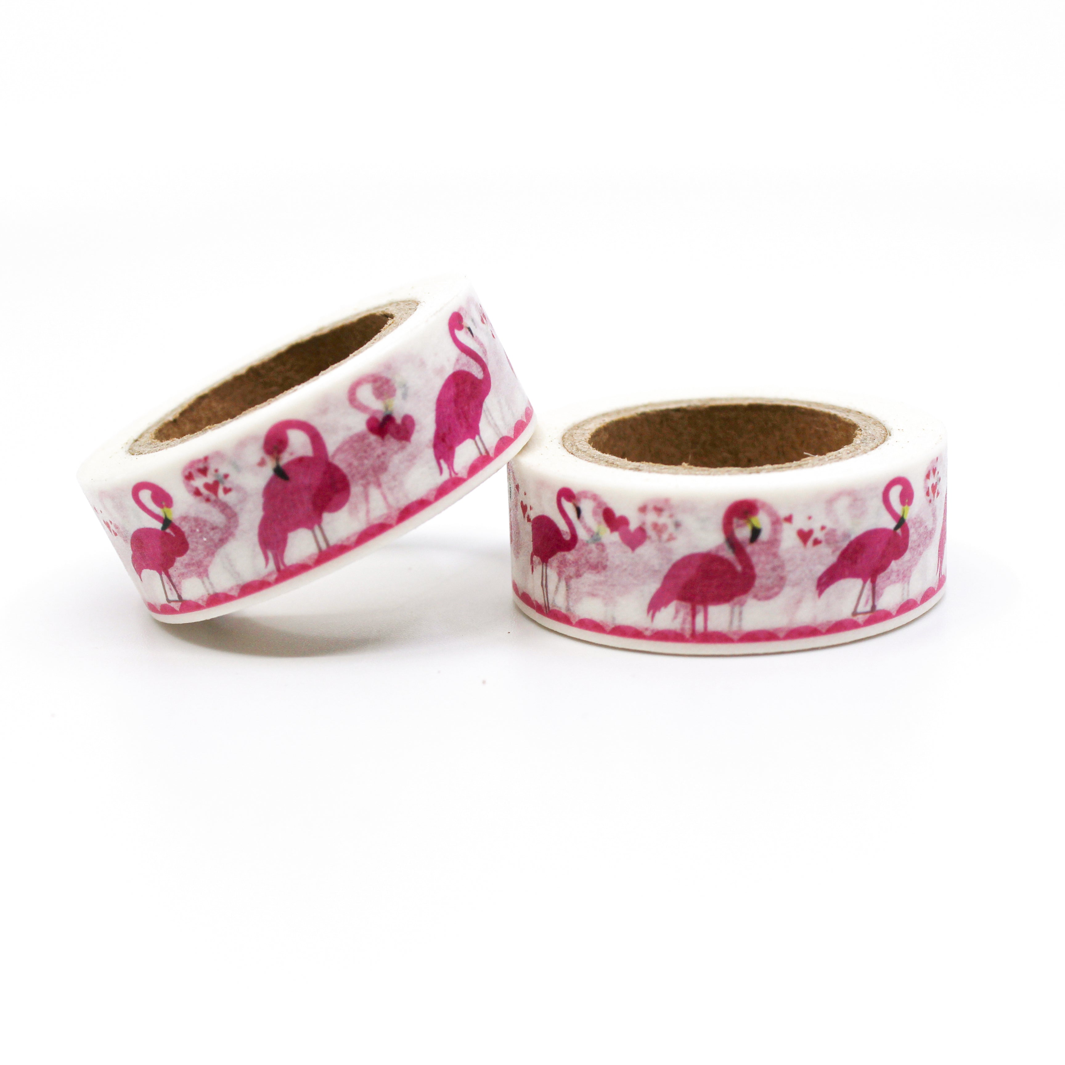 This is a graphic of pink flamingoes pattern for Journal Supplies, Scrapbooking washi tapes from BBB Supplies Craft Shop
