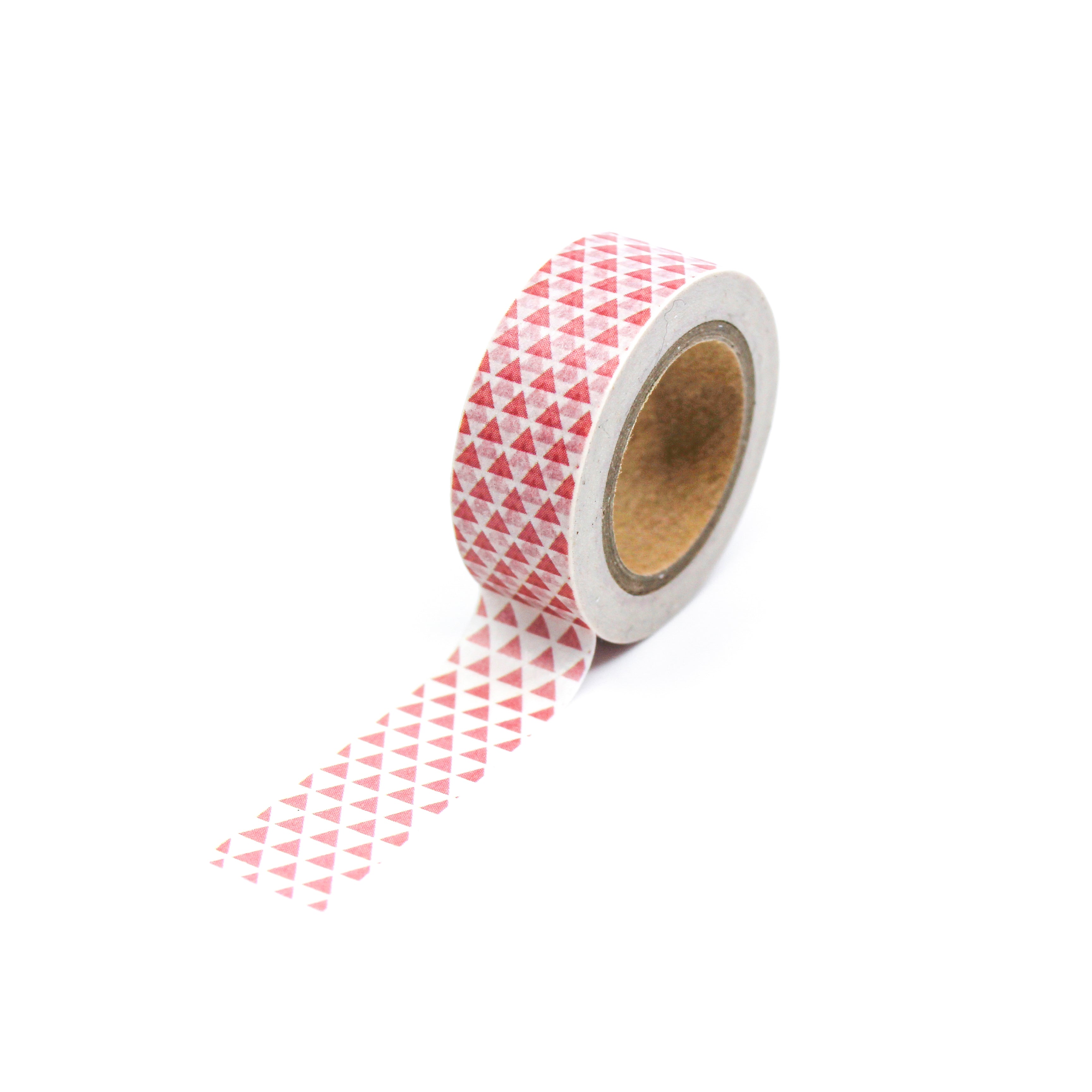 This is a full pattern repeat view of red and white geometric triangle washi tape from BBB Supplies Craft Shop