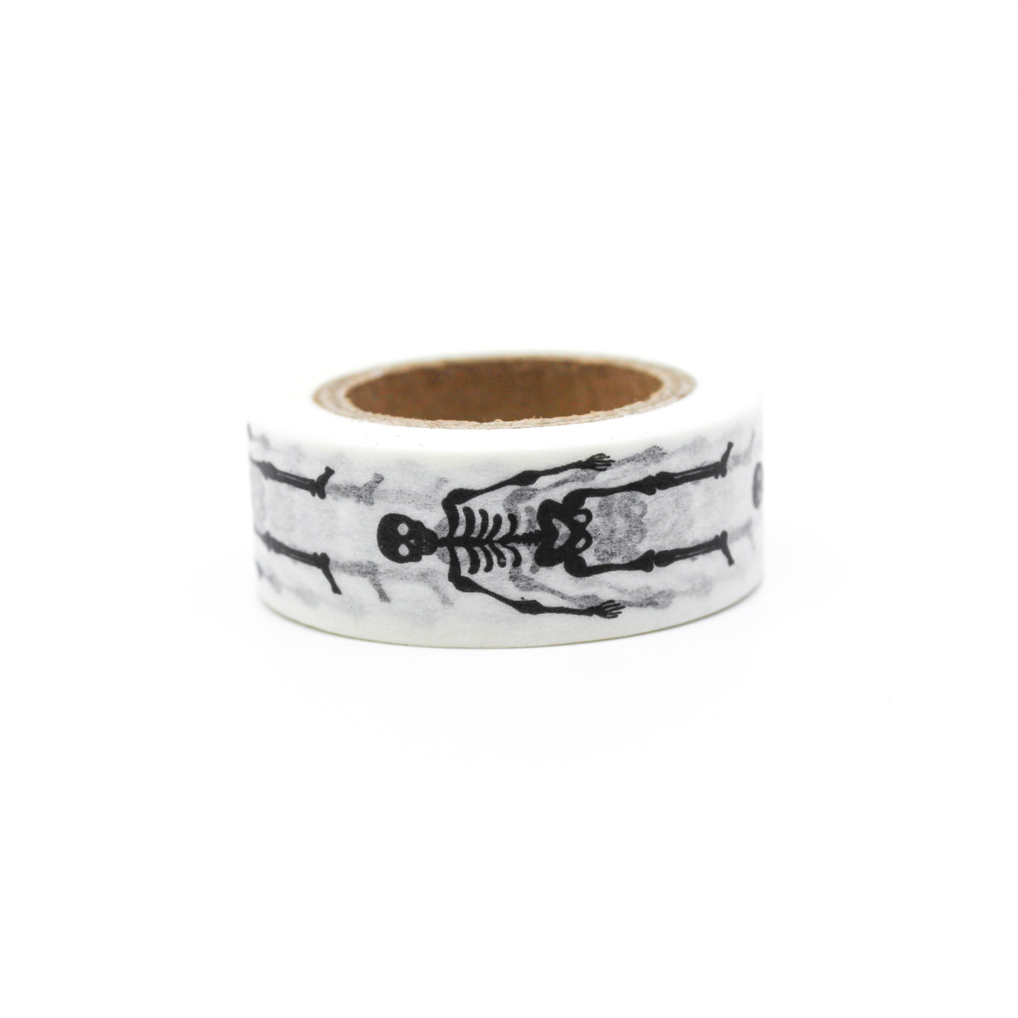 This is a black skeleton in a white background washi tape from BBB Supplies Craft Shop