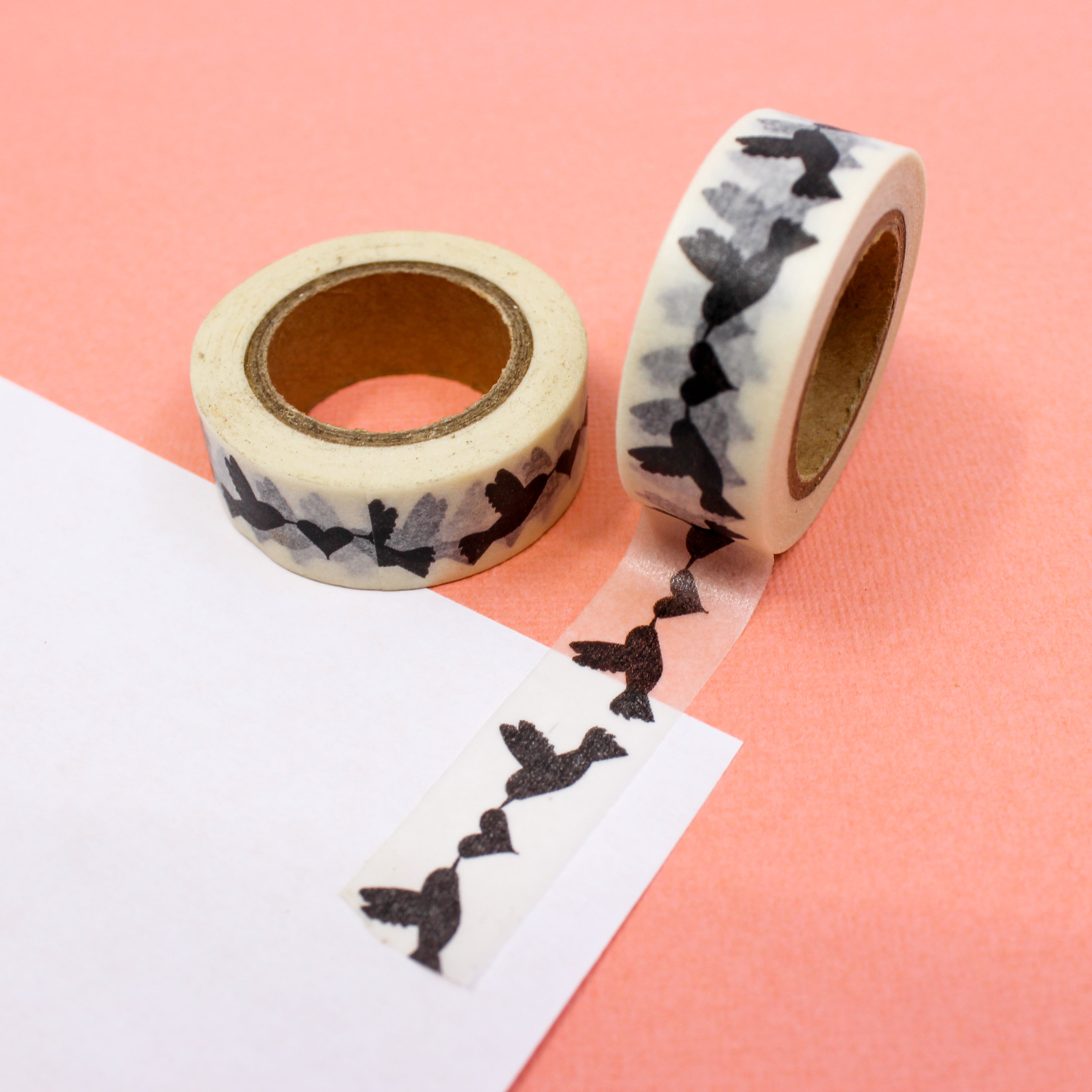 This is black and white love bird with hearts in between of it pattern Washi Tape from BBB Supplies Craft Shop