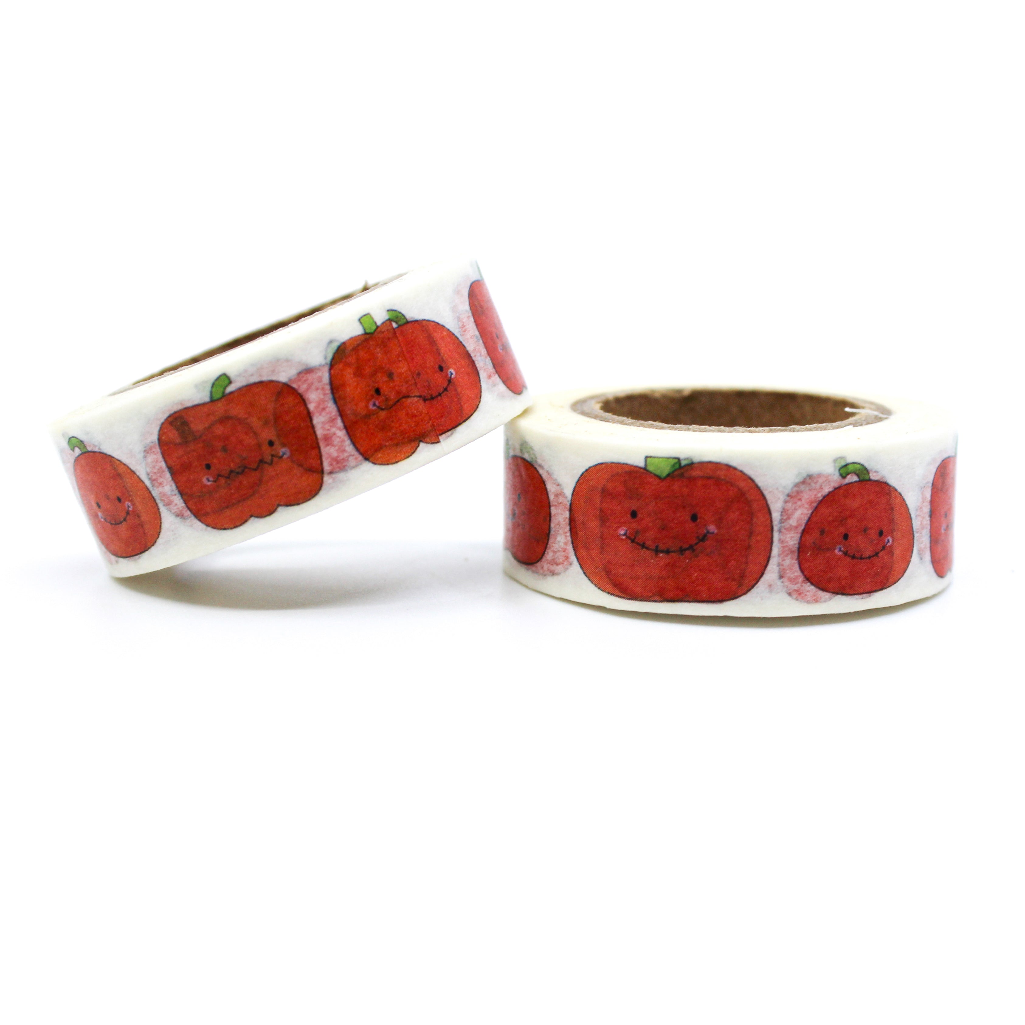 This is a silly smiling pumpkins pattern for Journal Supplies, Scrapbooking washi tapes from BBB Supplies Craft Shop