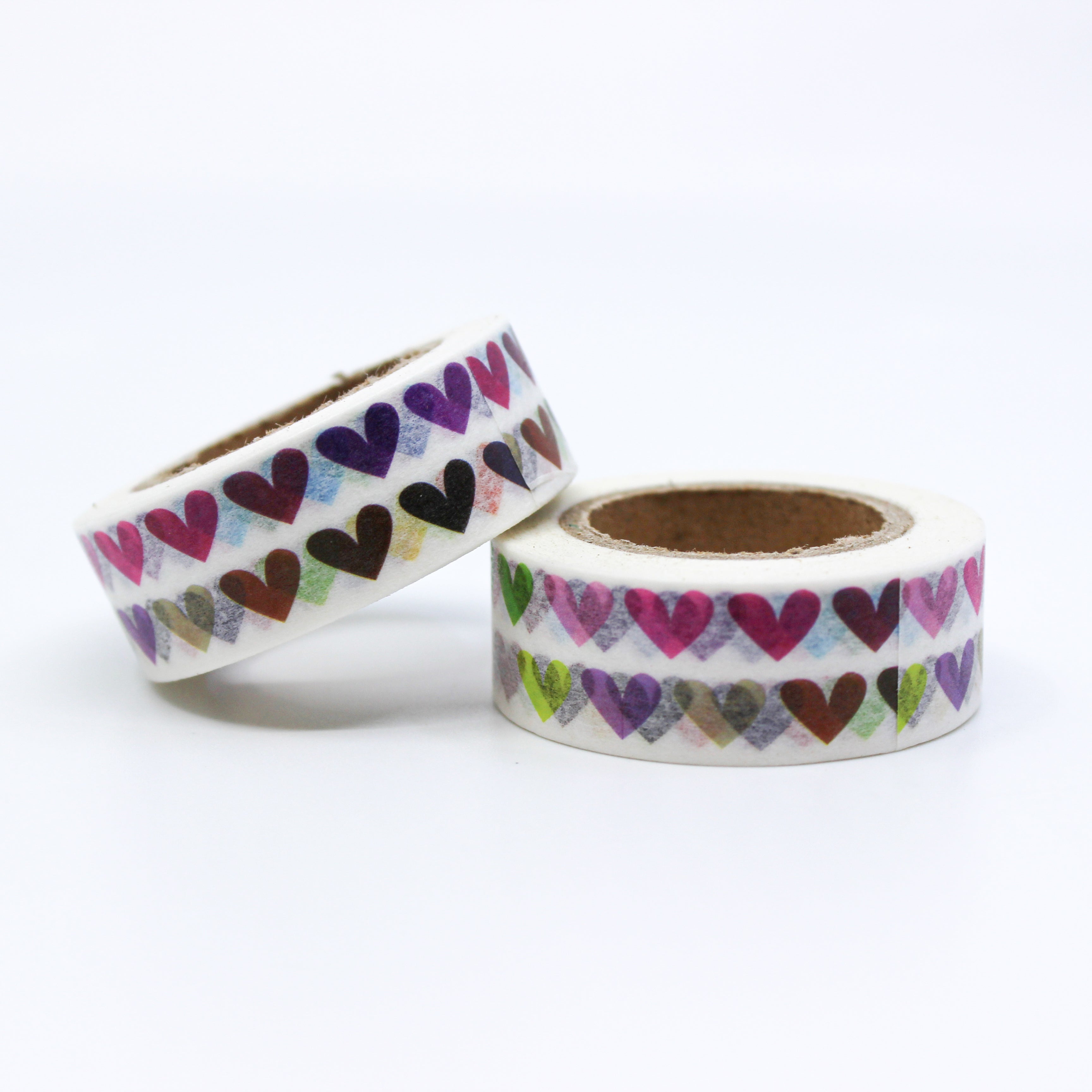 This is a multi color two rows hearts for Journal Supplies, Scrapbooking washi tapes from BBB Supplies Craft Shop