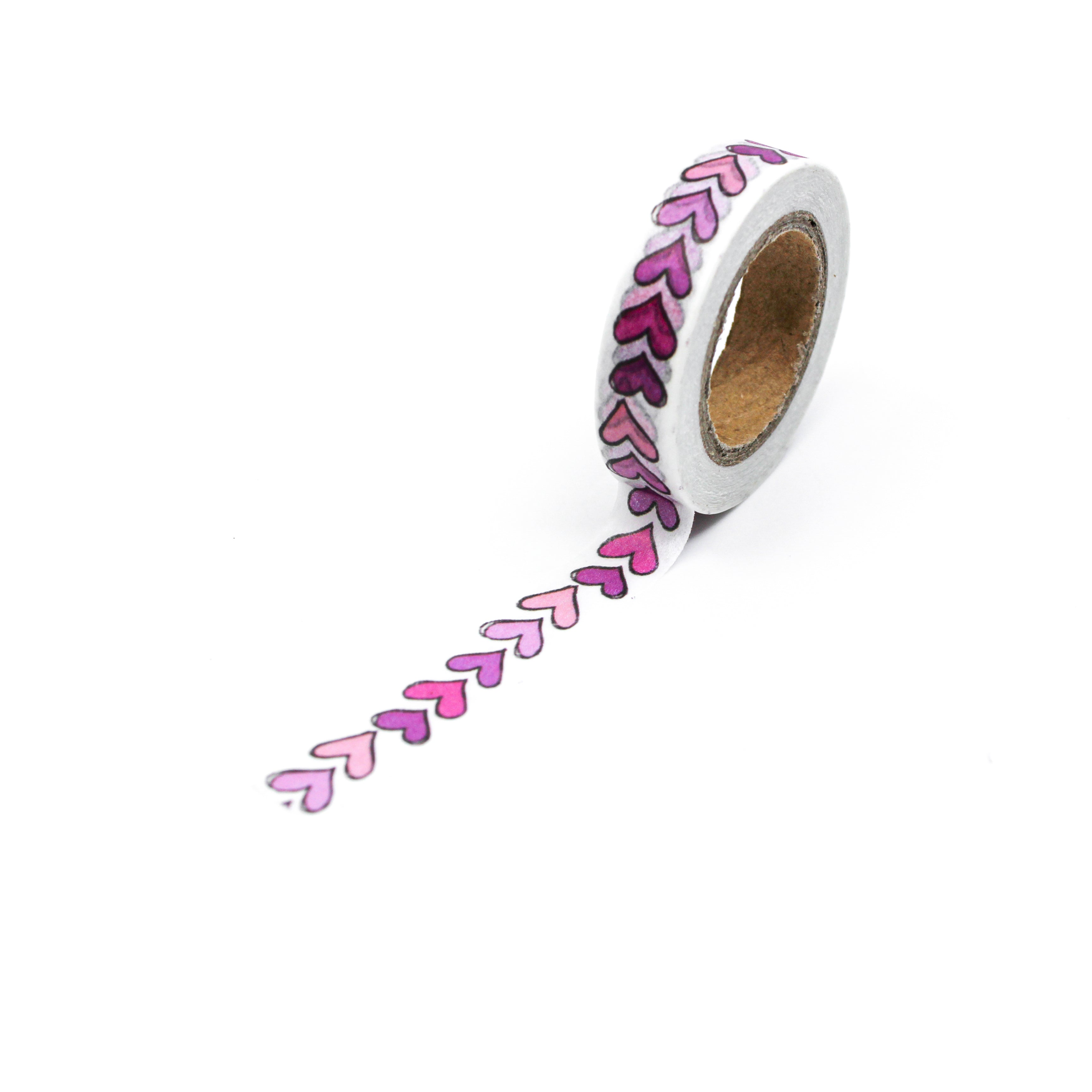 This is a full pattern repeat view of cute hand drawn hearts washi tape from BBB Supplies Craft Shop