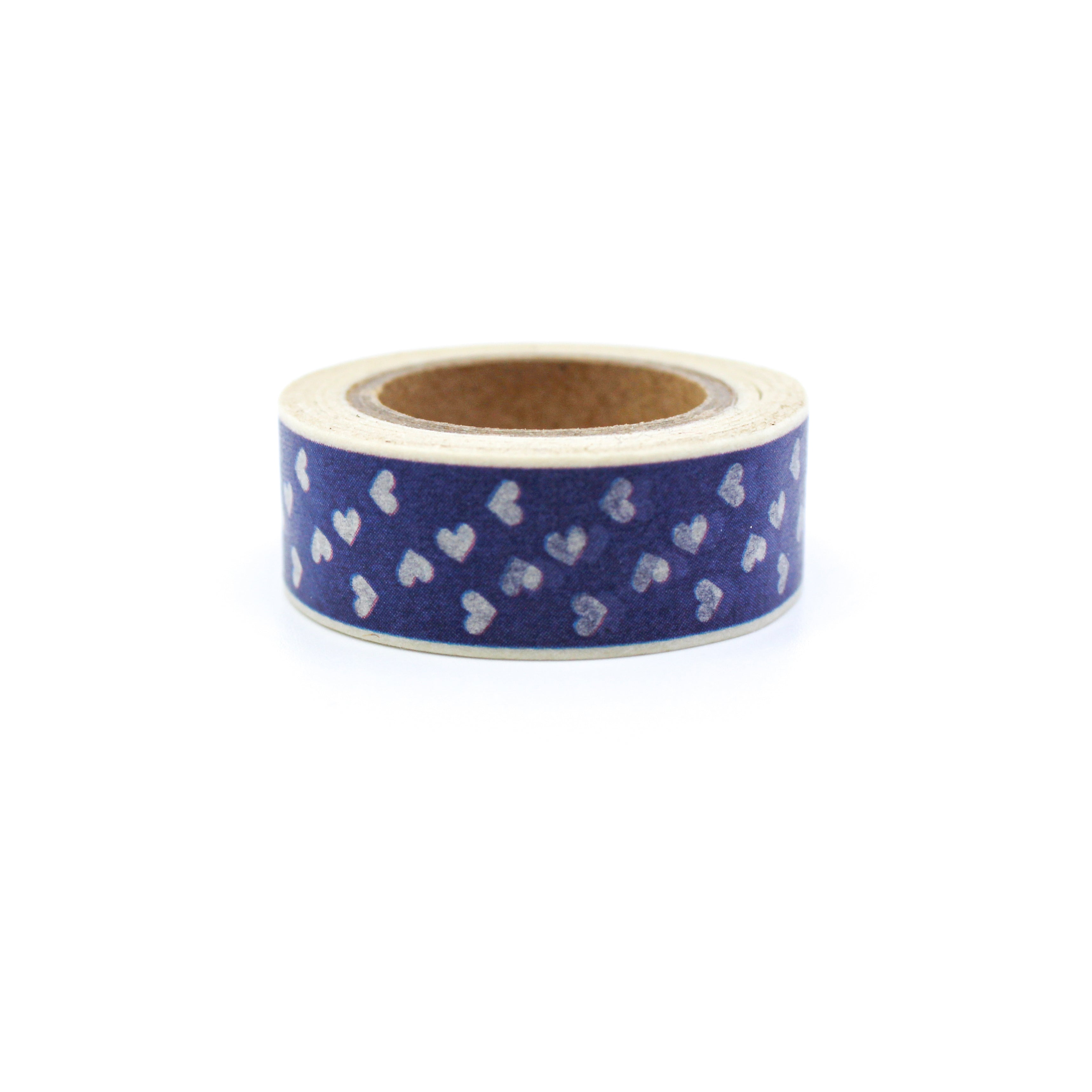 This is a blue multi hearts washi tape from BBB Supplies Craft Shop