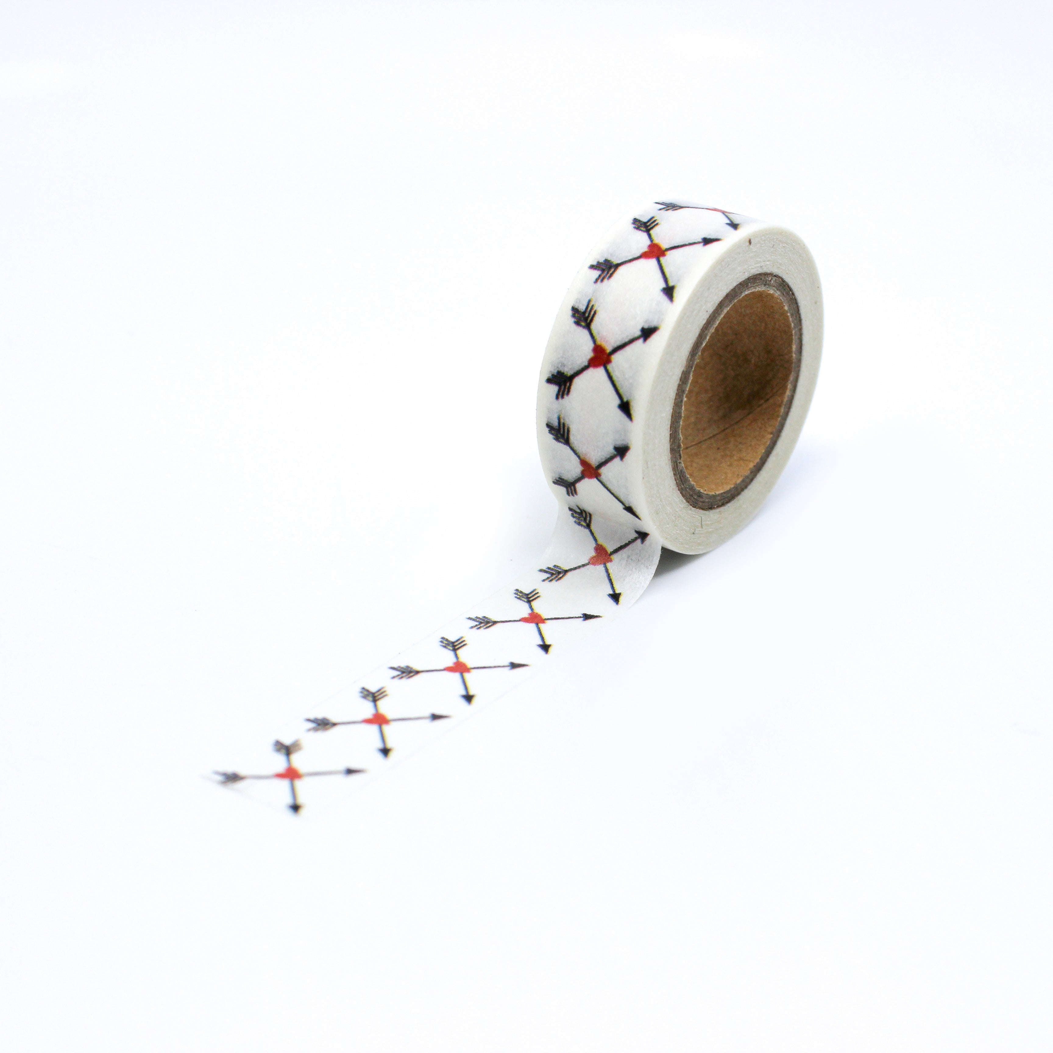 This is a full pattern repeat view of thin arrows that is crossed and with hearts washi tape from BBB Supplies Craft Shop