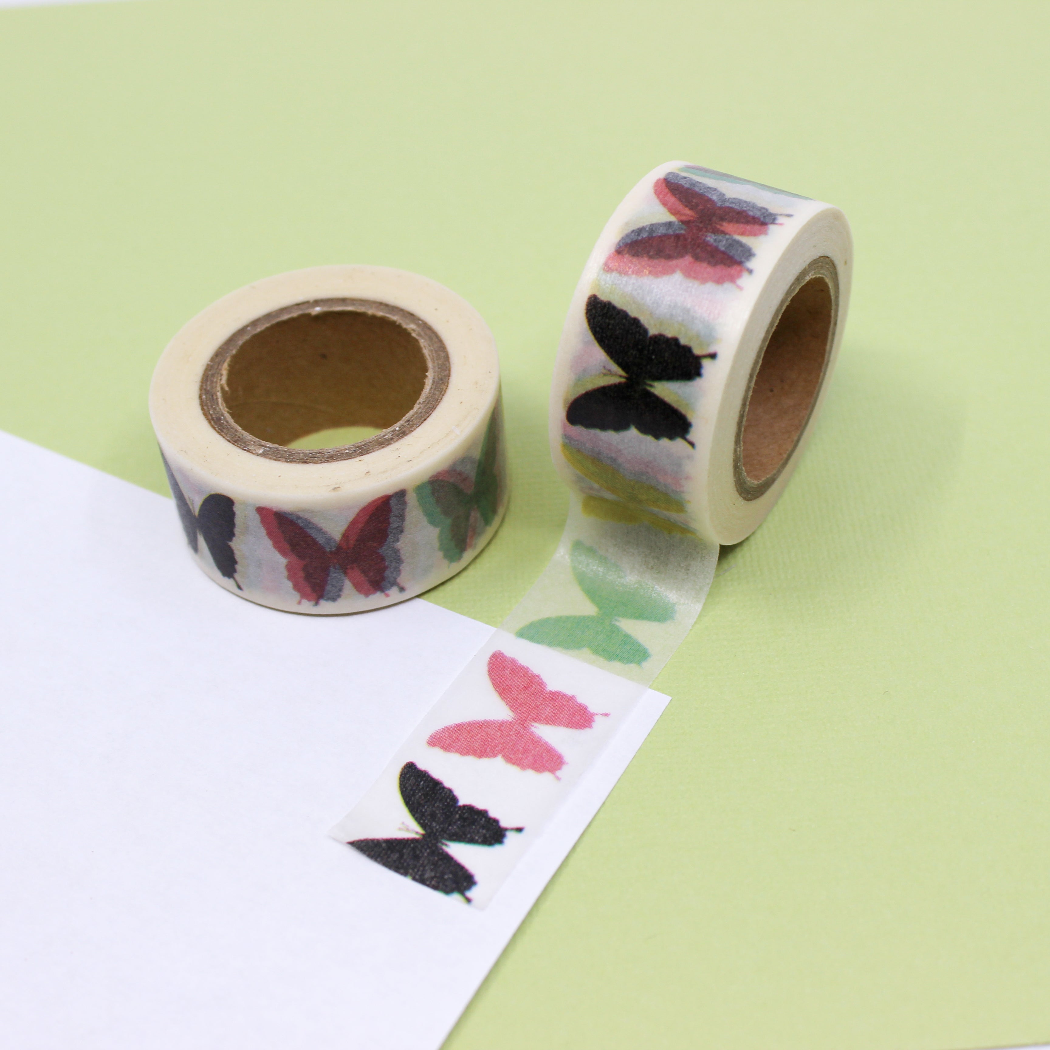 This is a multi color butterflies-themed washi tape from BBB Supplies Craft Shop