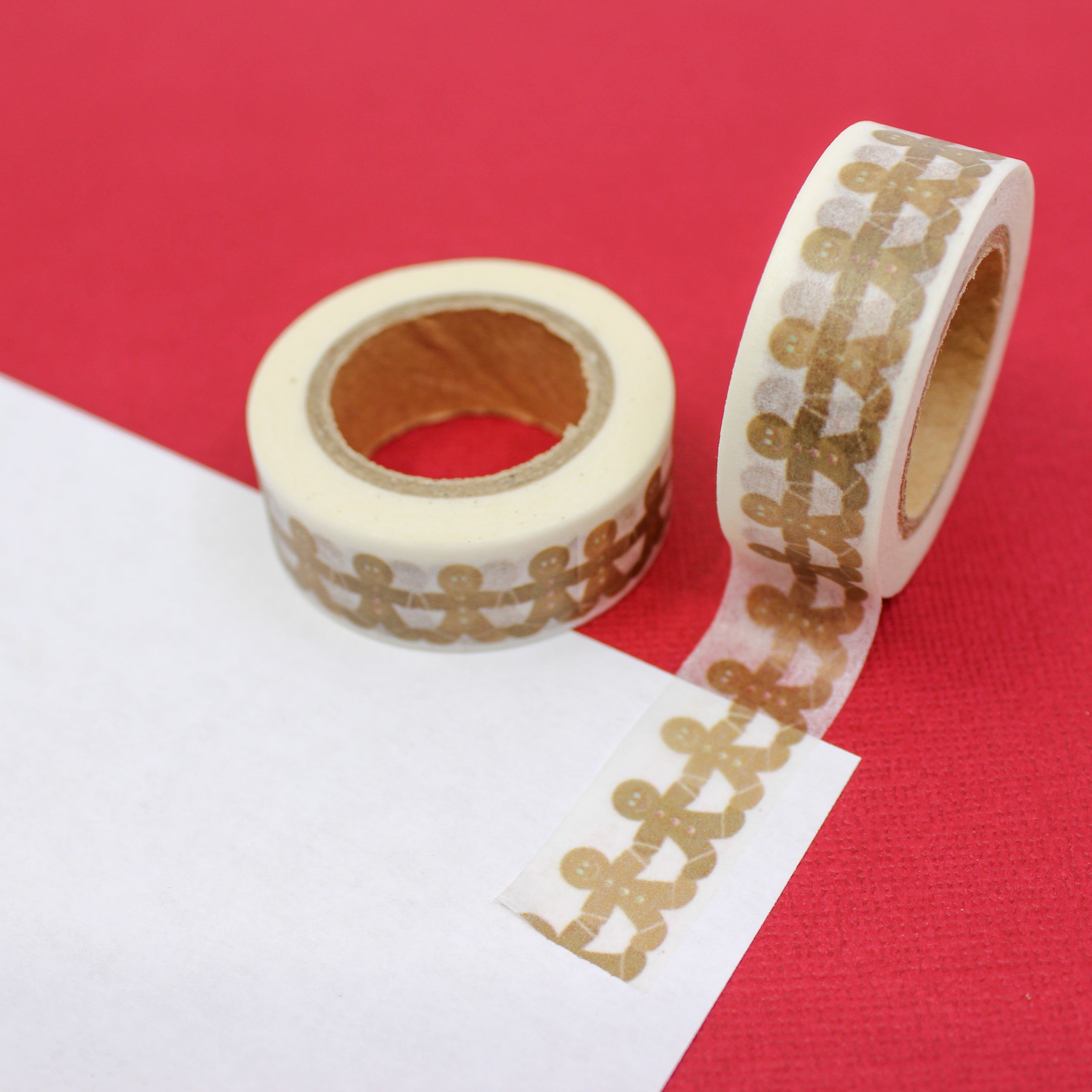 This is a cute gingerbread man holding together washi tape from BBB Supplies Craft Shop