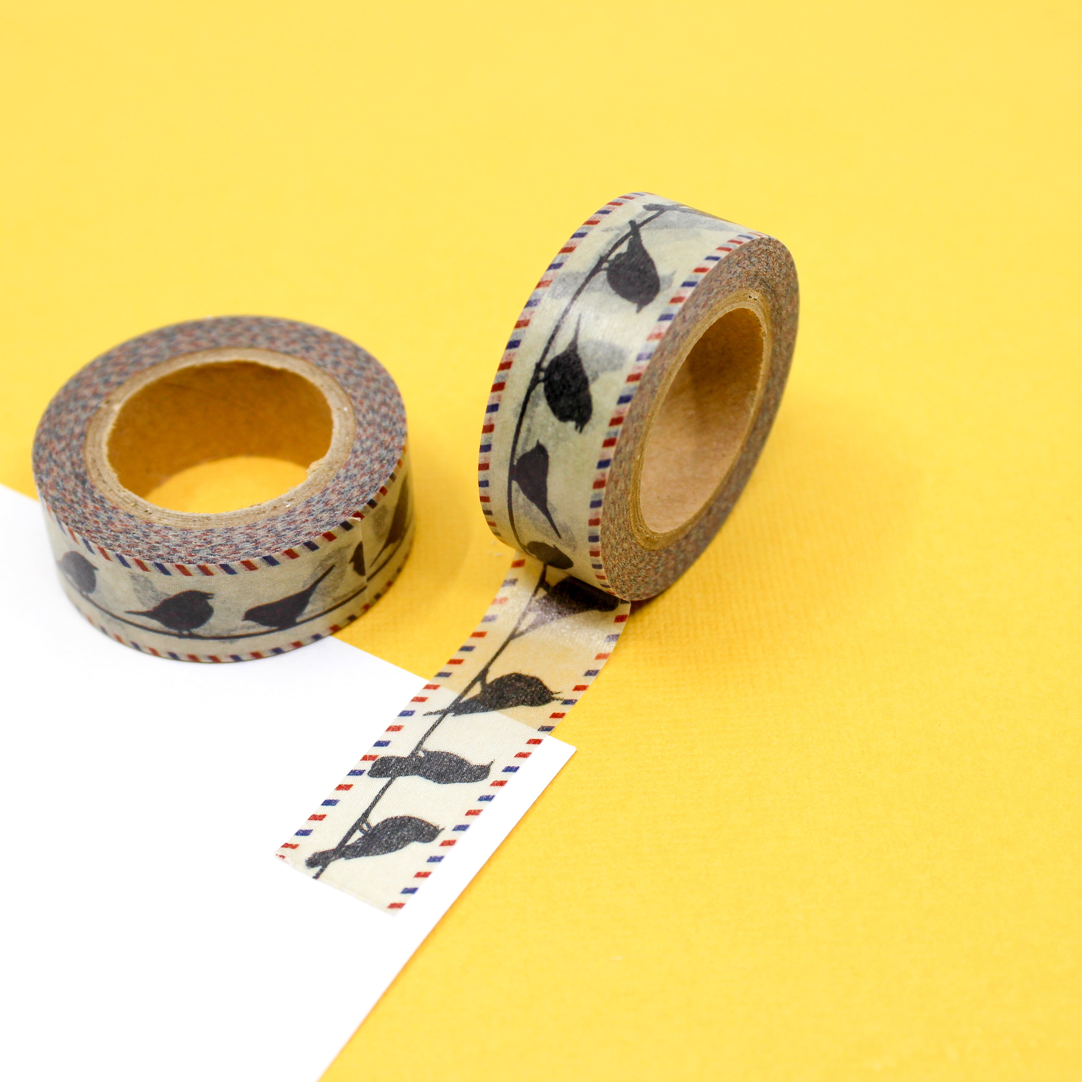 This is a vintage background of birds on a wire pattern Washi Tape from BBB Supplies Craft Shop