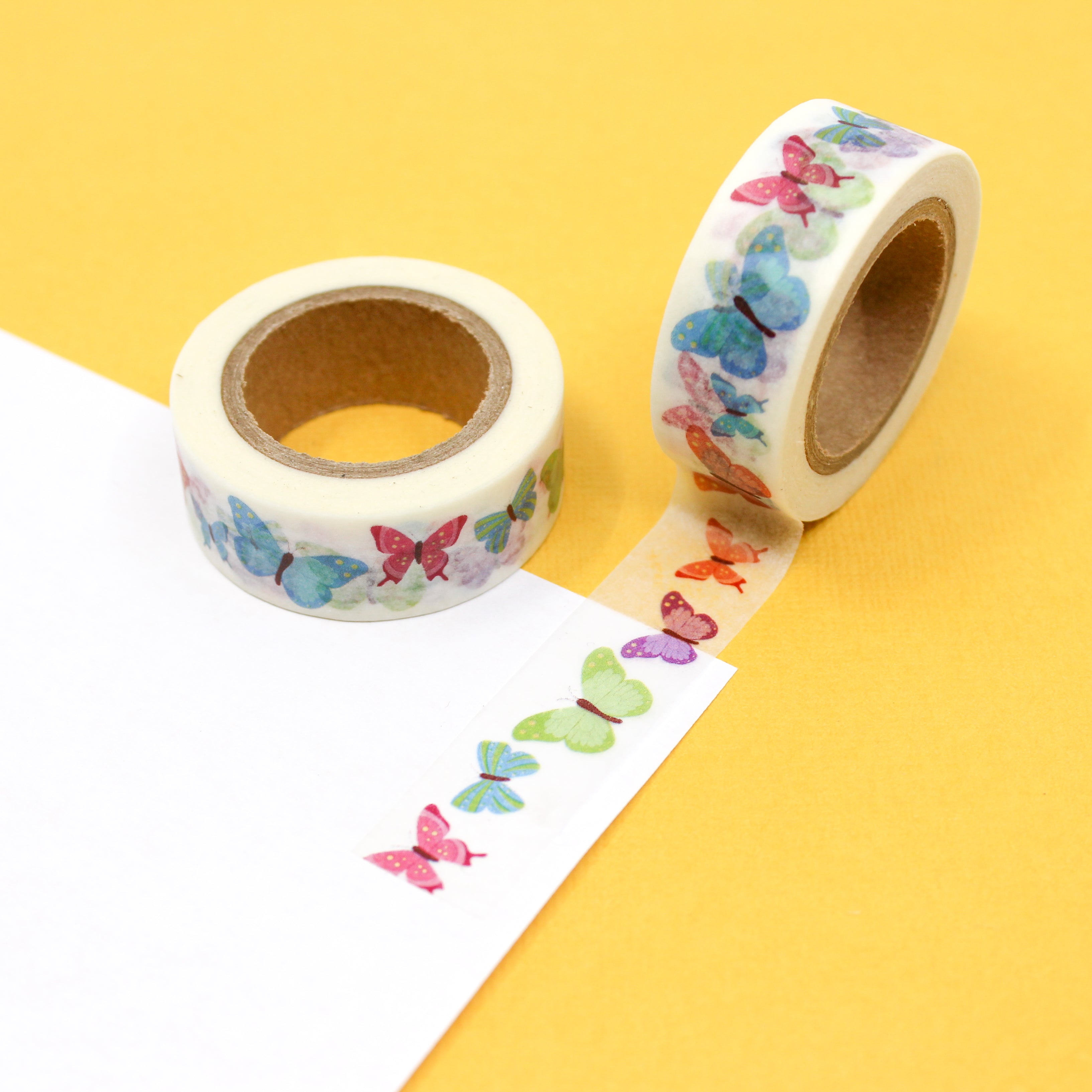 This is blue, pink and purple butterflies pattern Washi Tape from BBB Supplies Craft Shop