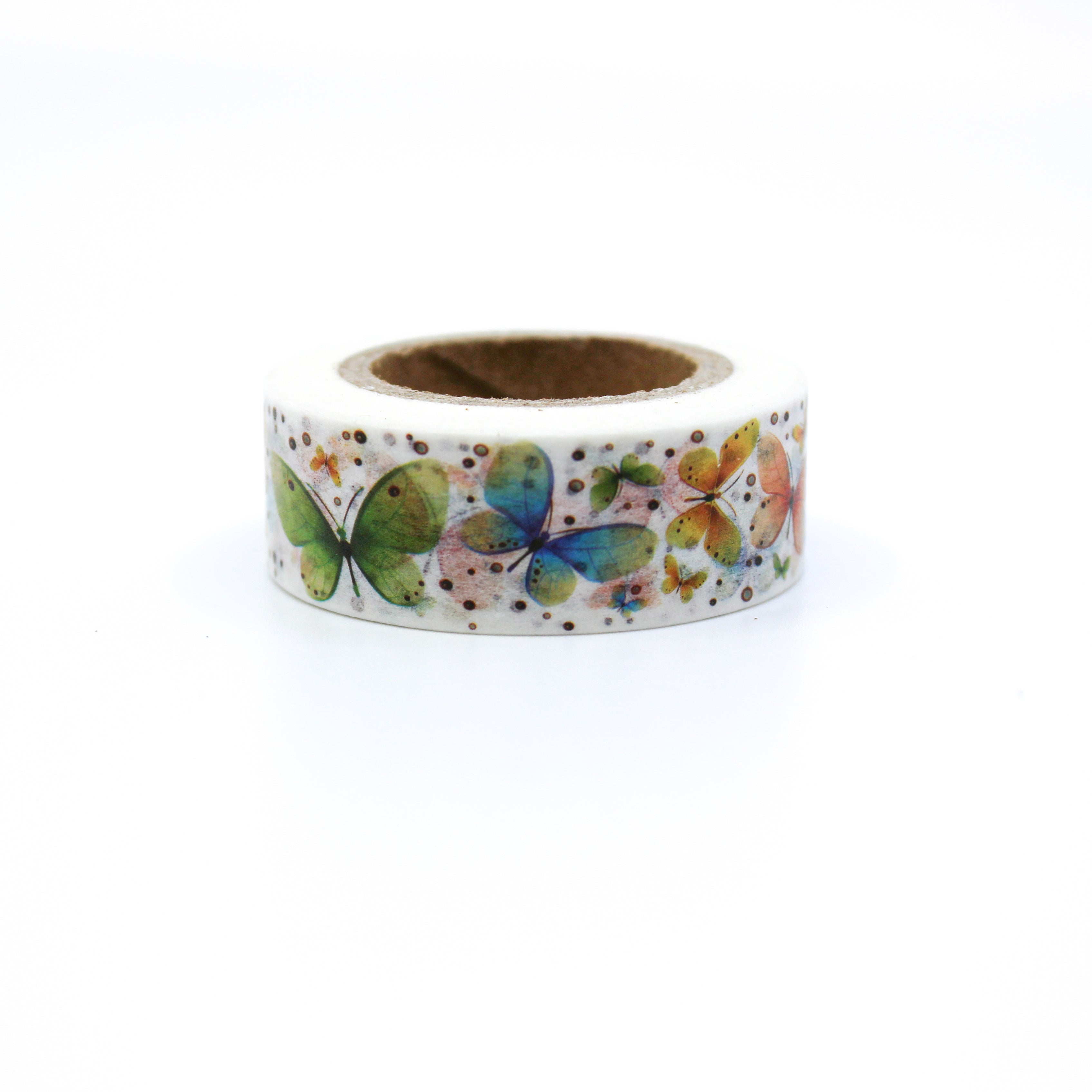 This is a colorful tiny and big butterflies with dots or bubbles washi tapes from BBB Supplies Craft Shop