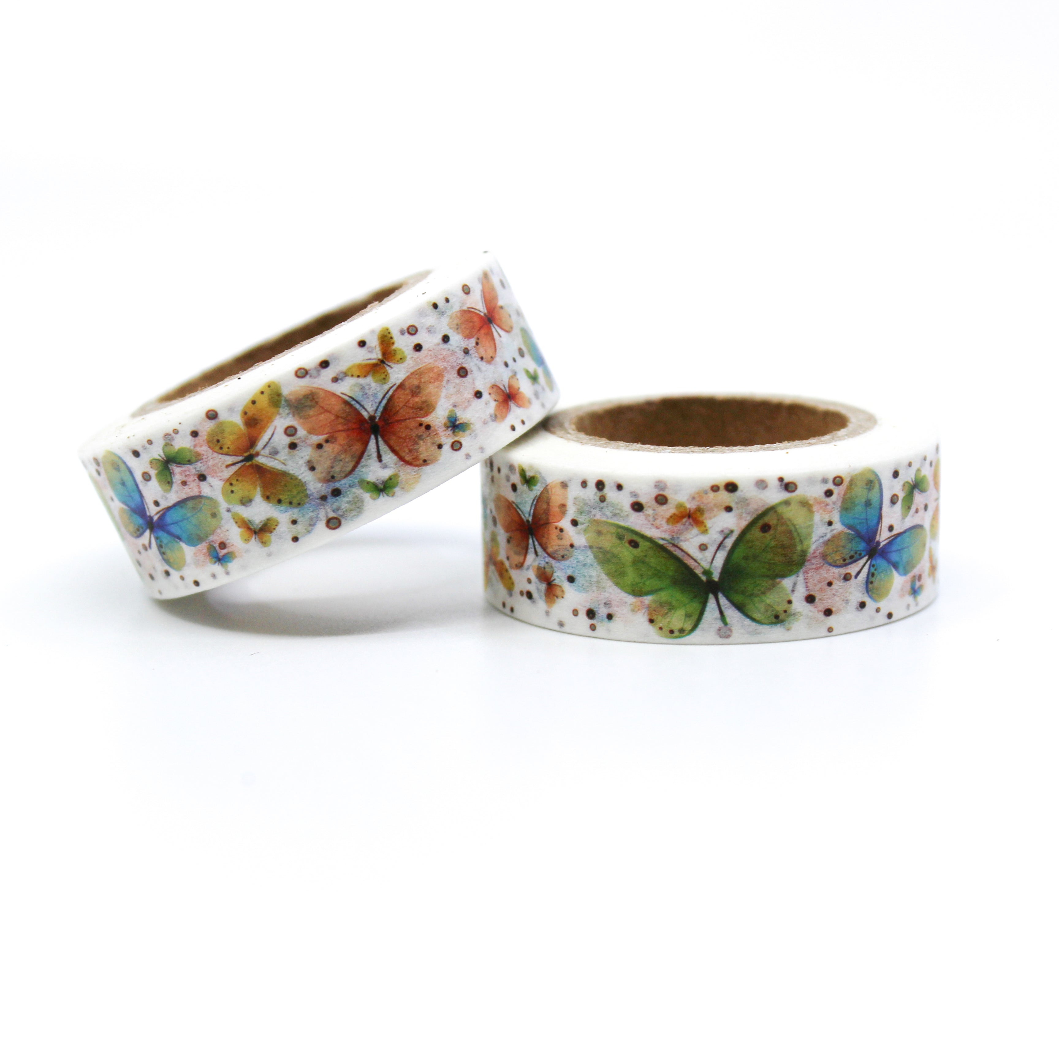 This is a pretty orange and blue puff butterflies style for Journal Supplies, Scrapbooking washi tapes from BBB Supplies Craft Shop