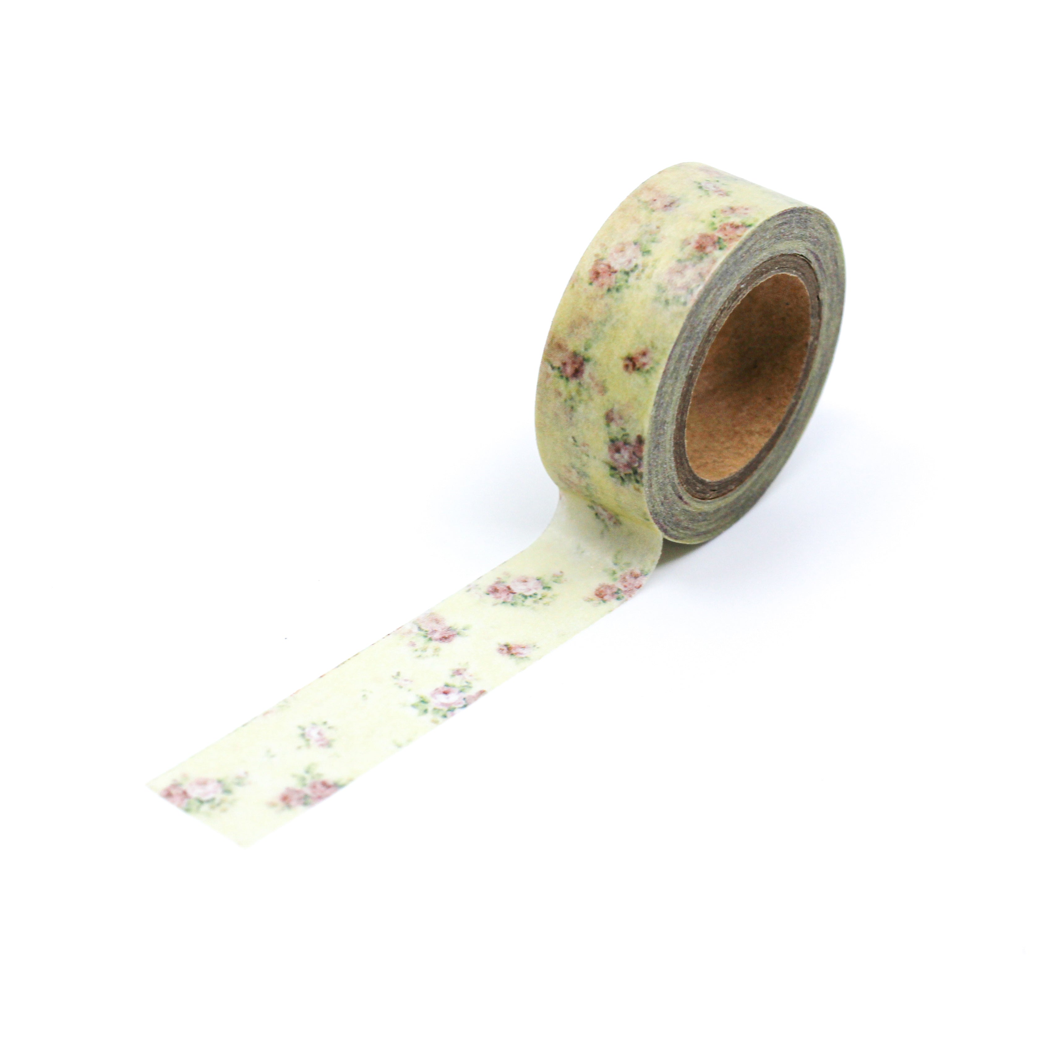 This is a full pattern repeat view of colorful flowers in vintage design Washi Tape from BBB Supplies Craft Shop