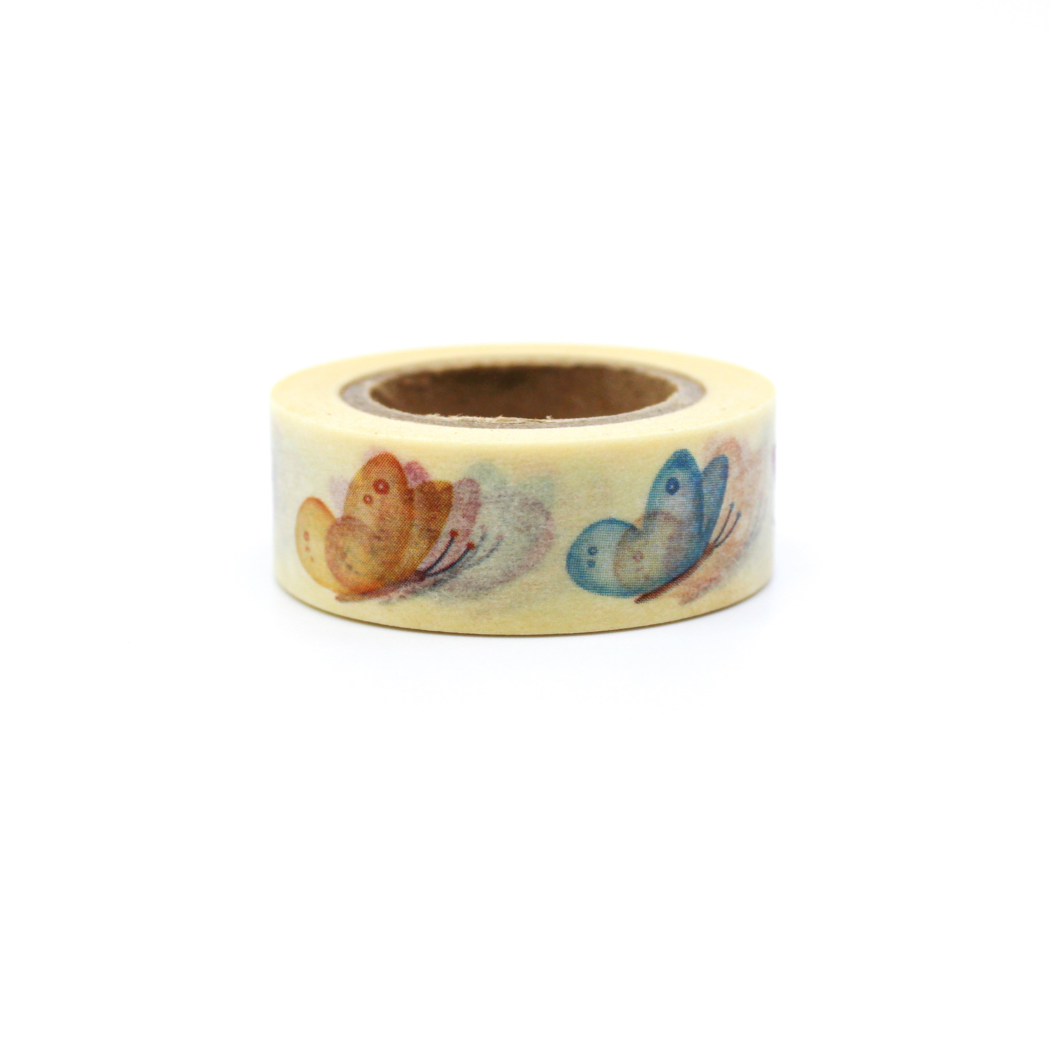 This is a watercolor paint design puff butterflies with white background washi tapes from BBB Supplies Craft Shop