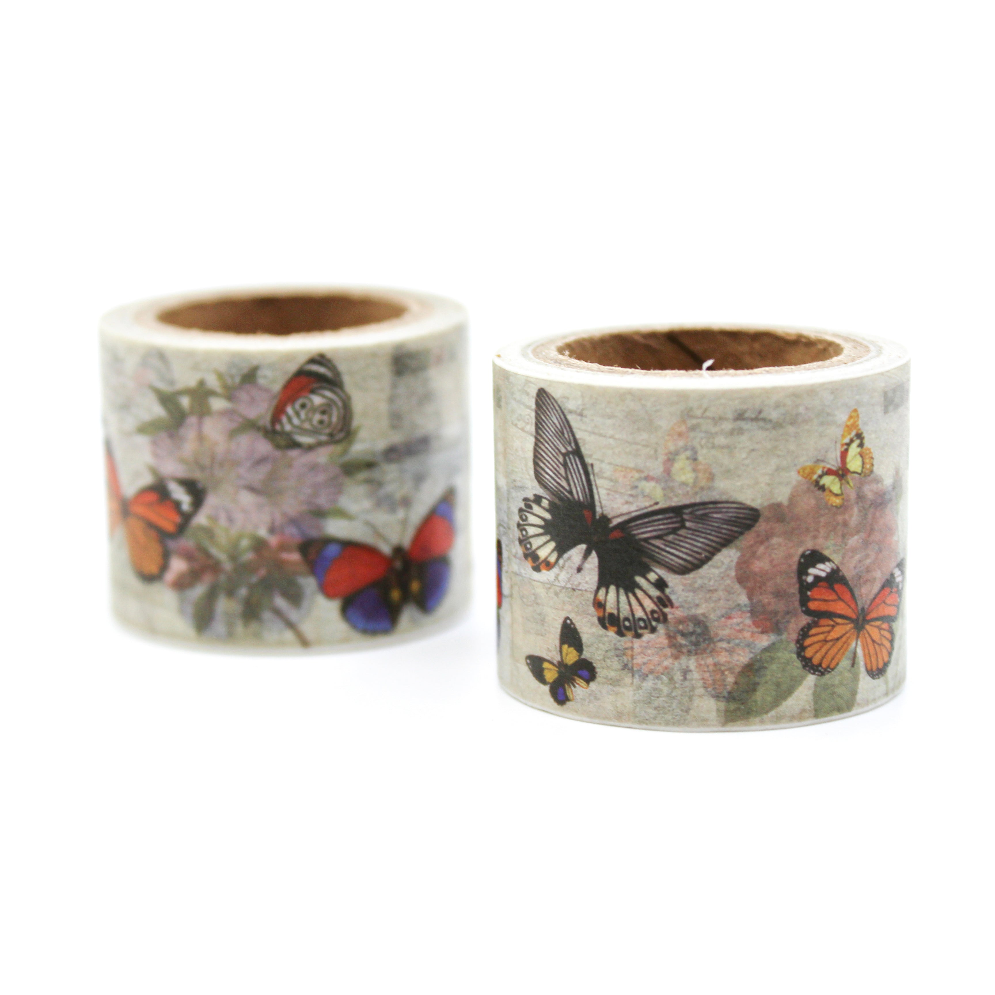 Wide Vintage Butterflies Pattern Washi