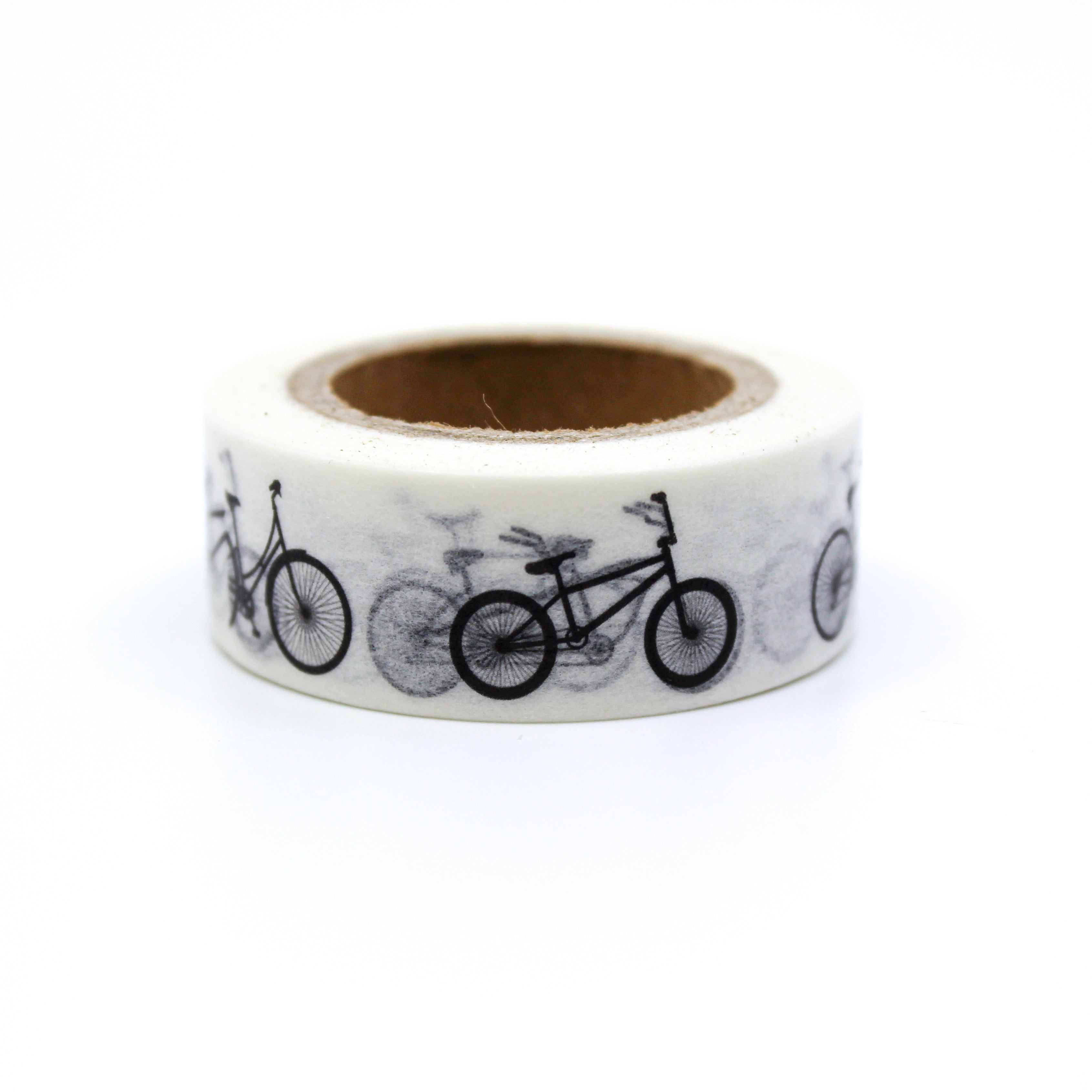 This is a black vintage bicycles with white background washi tape from BBB Supplies Craft Shop