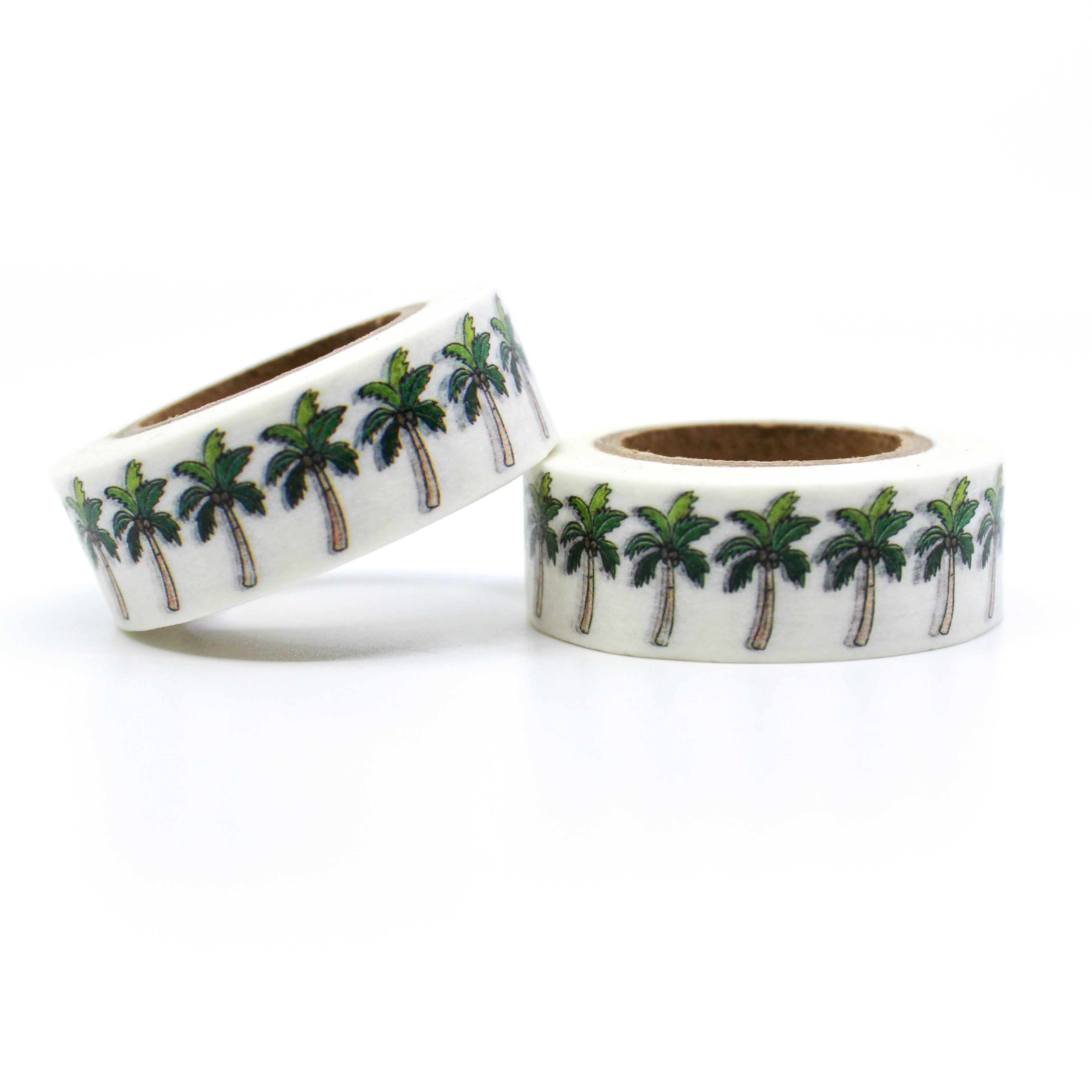This is a green swaying palm trees pattern for Journal Supplies, Scrapbooking washi tapes from BBB Supplies Craft Shop