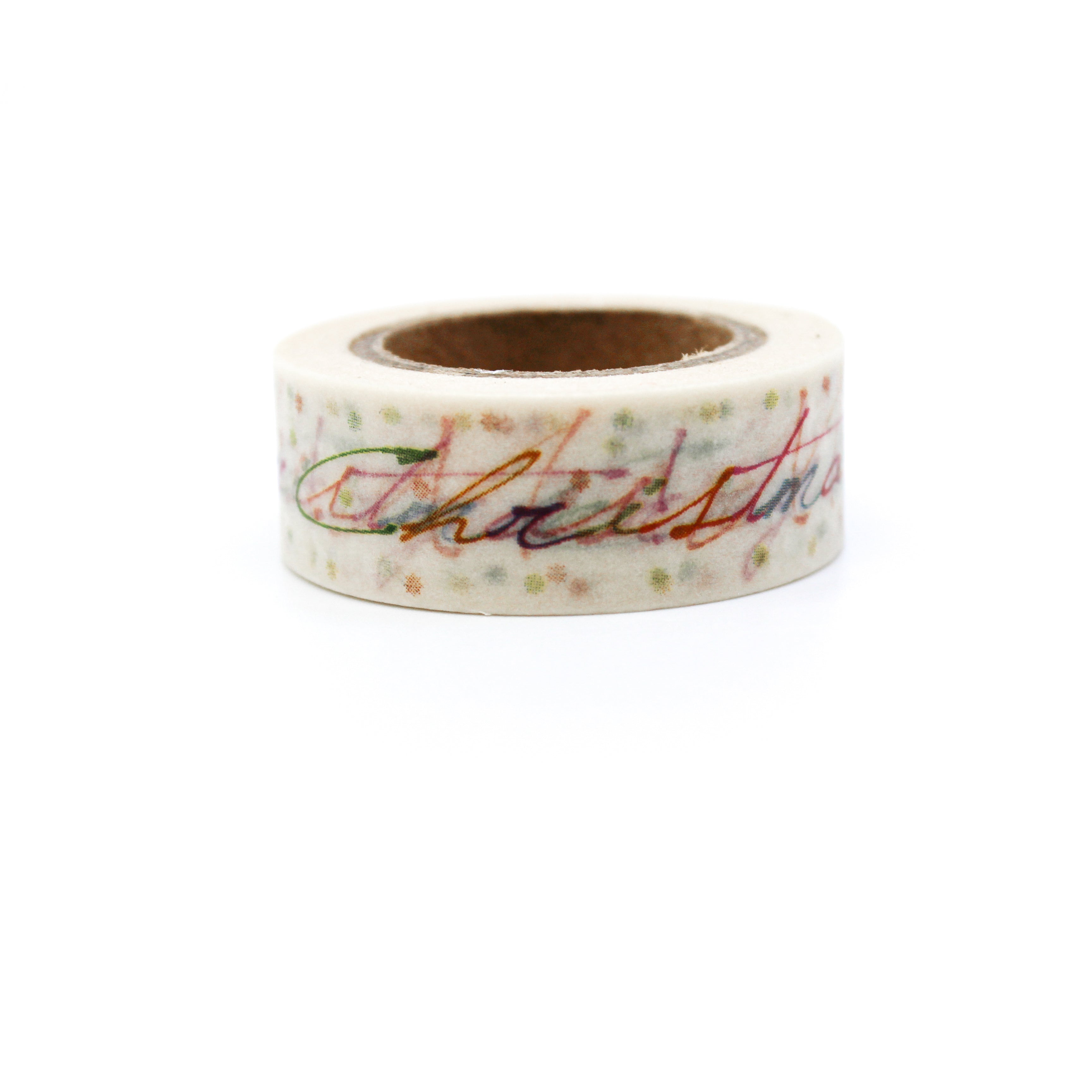 This is a colorful text of Merry Christmas greetings in a cursive style washi tapes from BBB Supplies Craft Shop