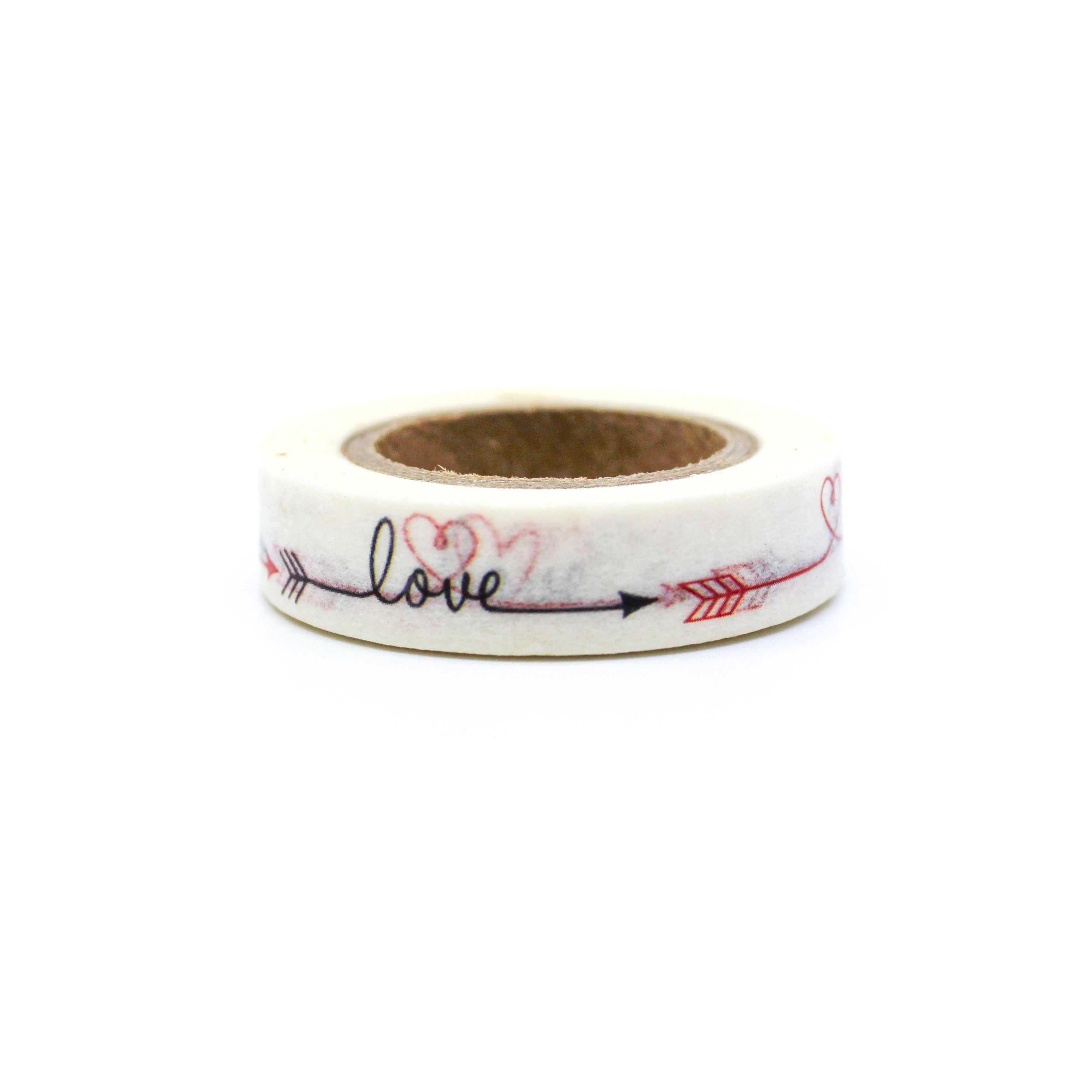 This is a cute cupid arrows with love text washi tape from BBB Supplies Craft Shop