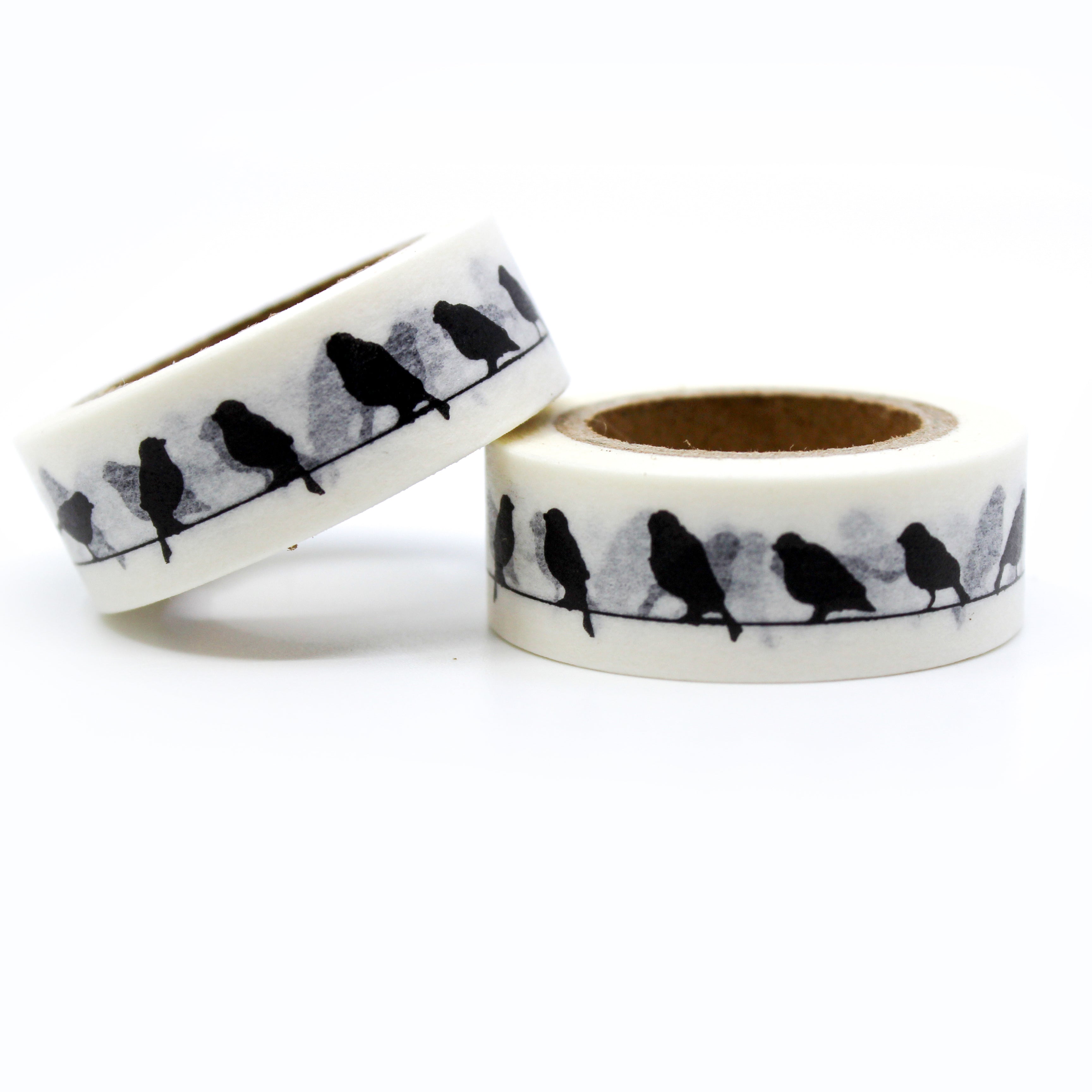 This is a black birds on a wire pattern for Journal Supplies, Scrapbooking washi tapes from BBB Supplies Craft Shop