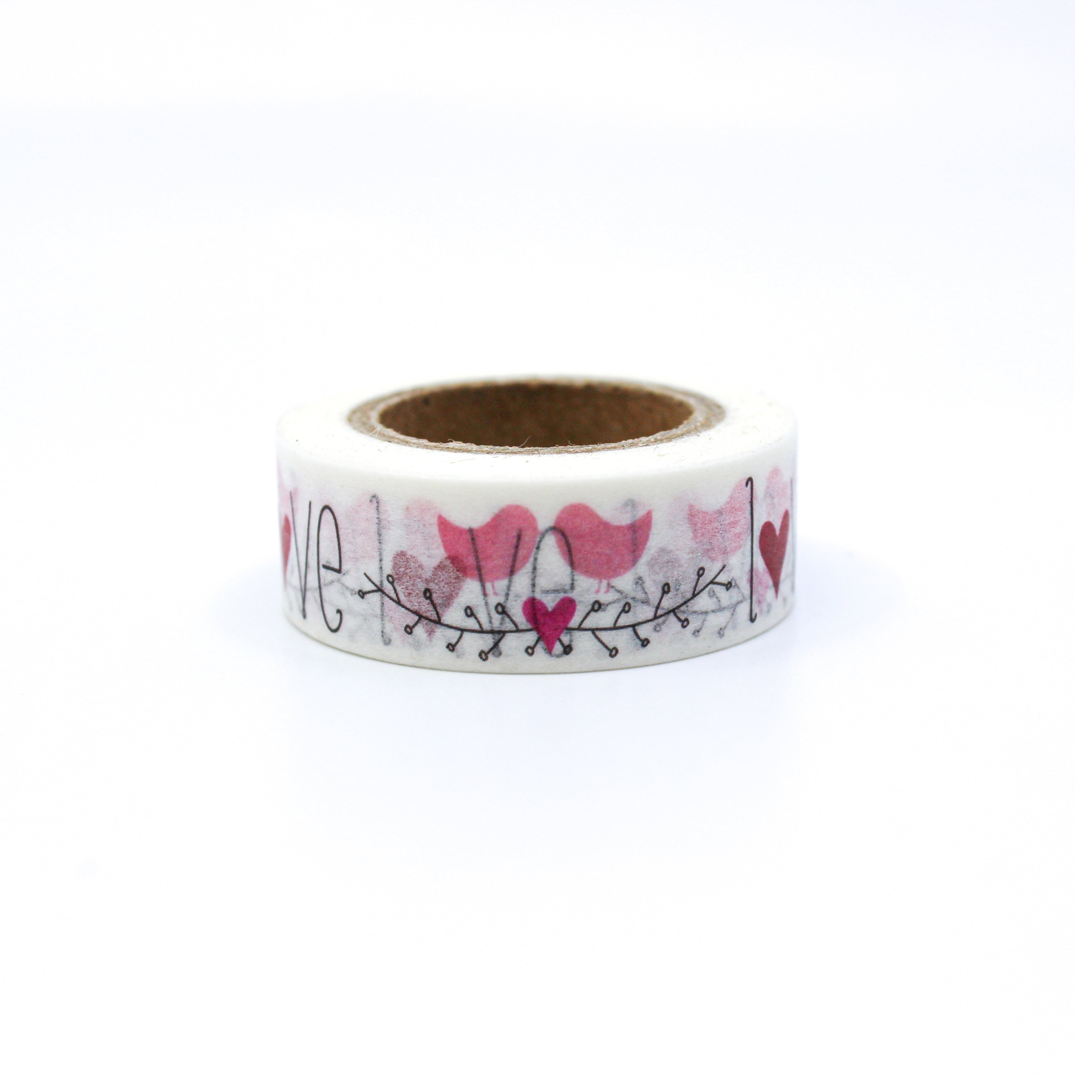 This is a love text with vines and hearts in a white background washi tape from BBB Supplies Craft Shop