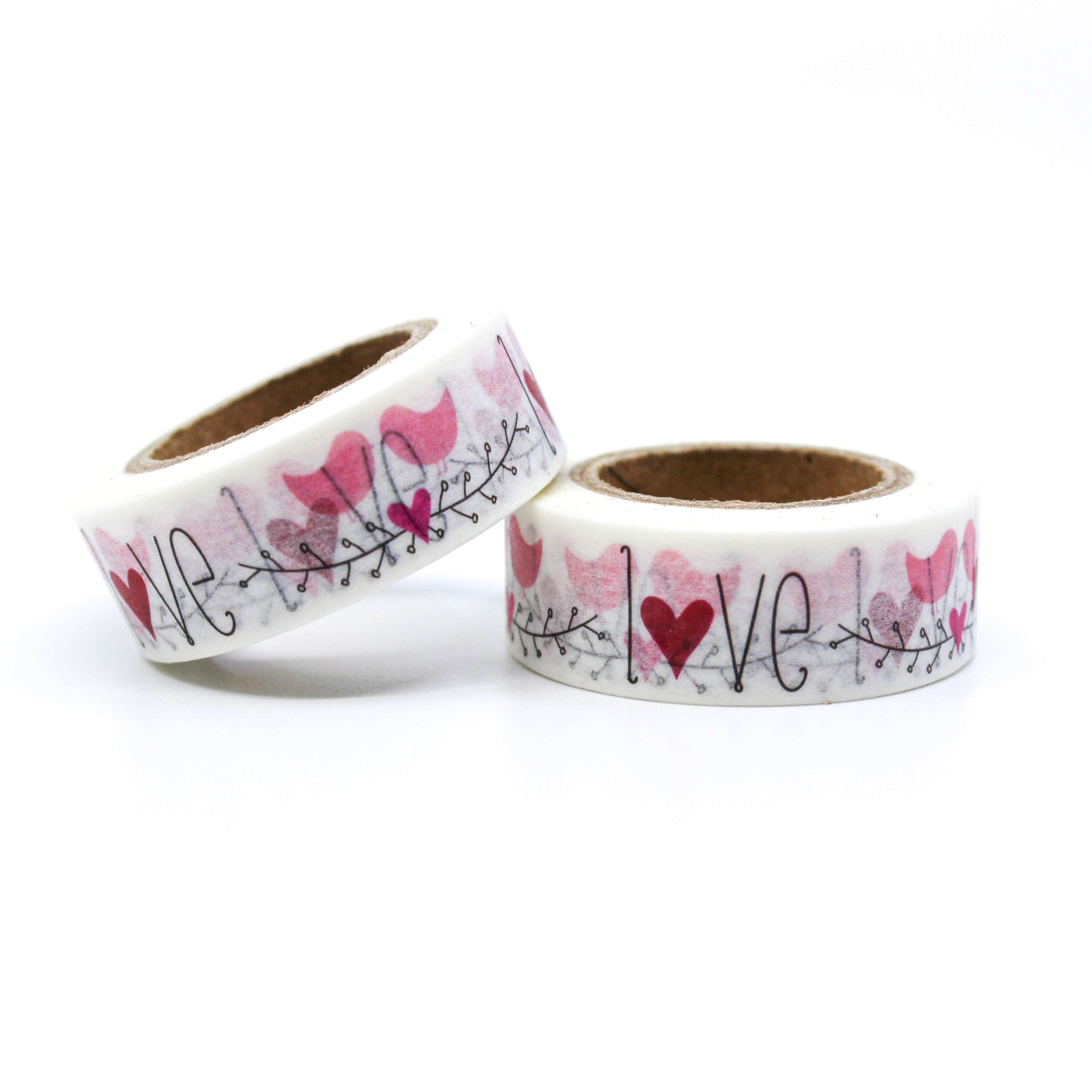 This is a cute love text with hearts and vines patterns for Journal Supplies, Scrapbooking washi tapes from BBB Supplies Craft Shop