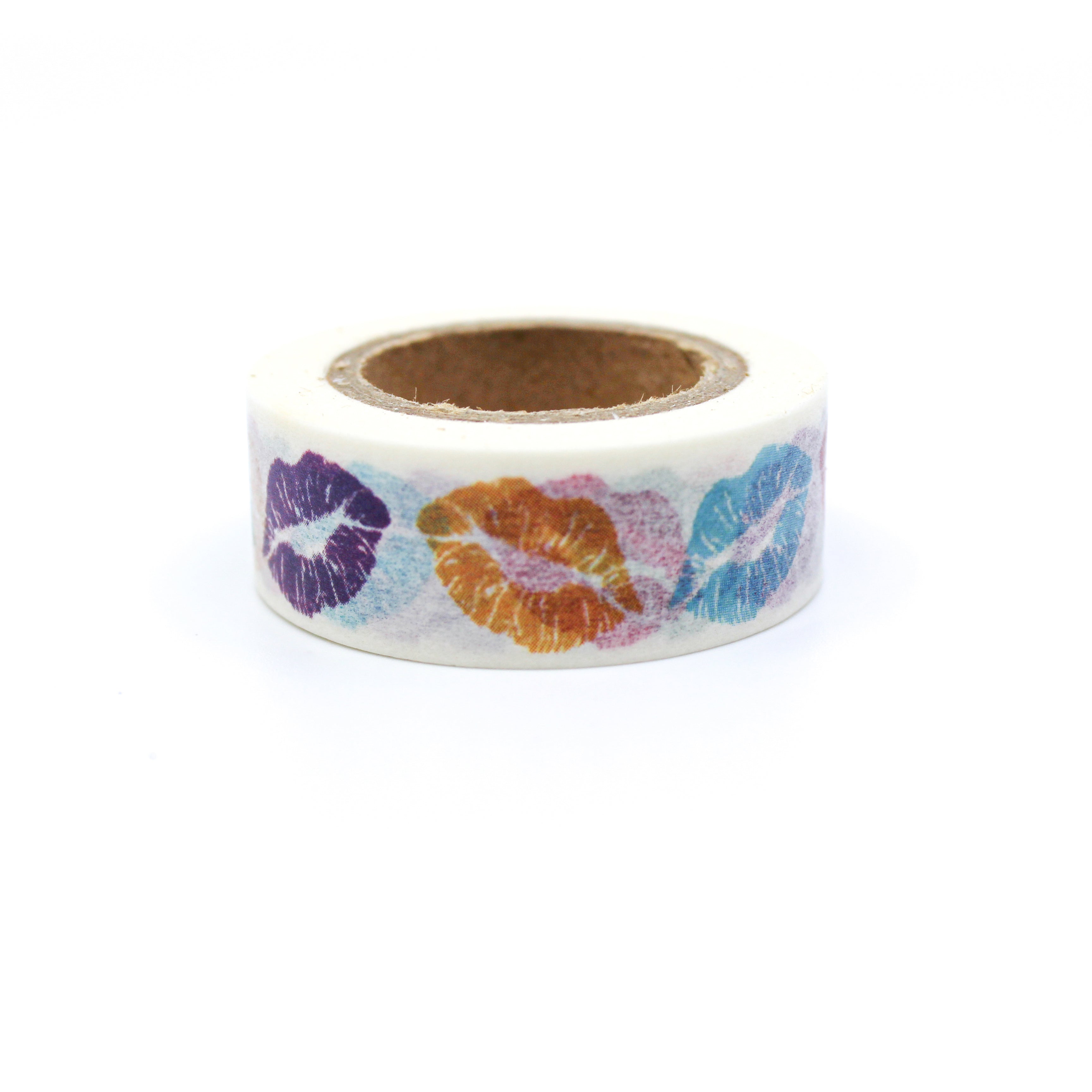 This is a pretty colorful kissable lips in a white background washi tape from BBB Supplies Craft Shop