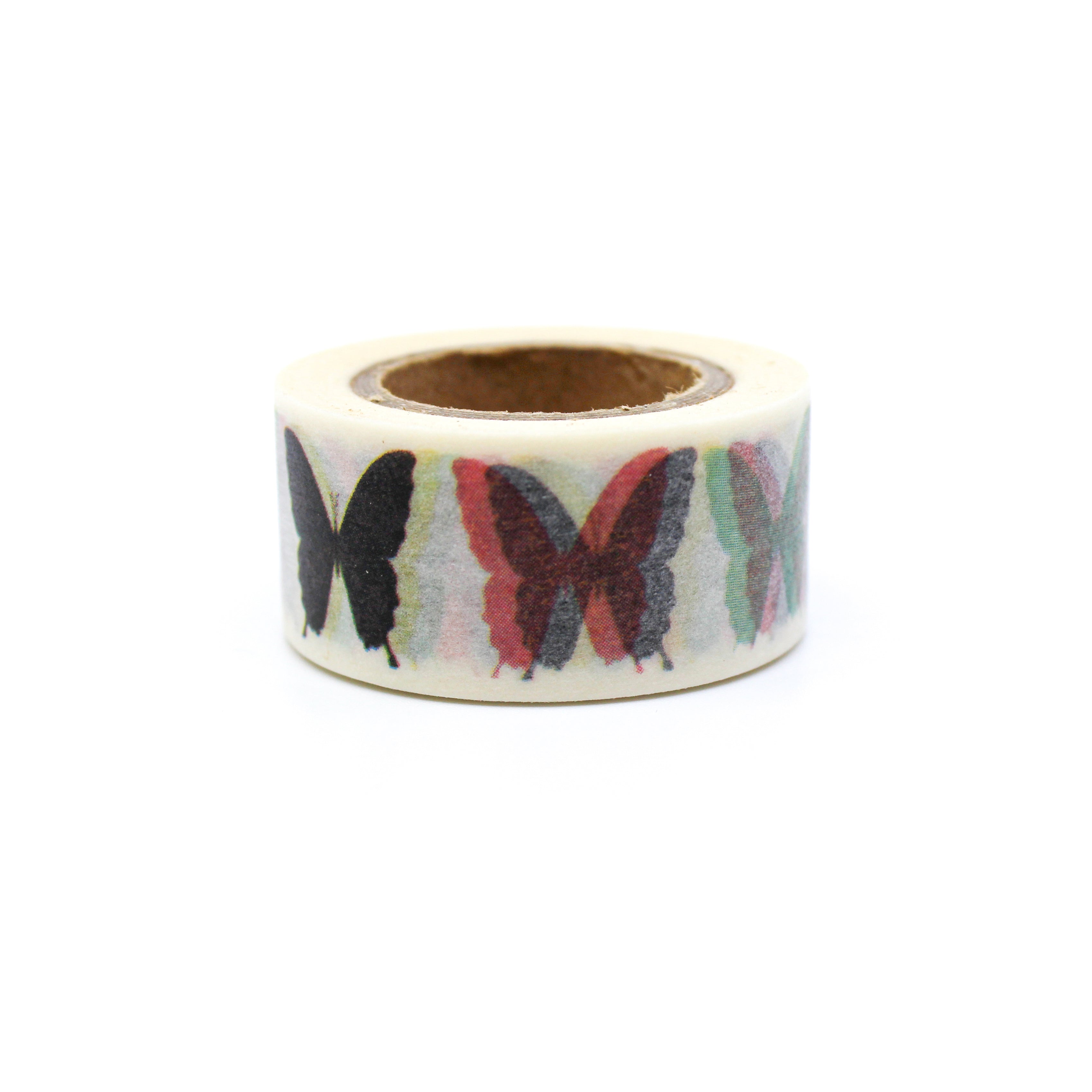This is a pretty colorful butterflies in a white background washi tape from BBB Supplies Craft Shop