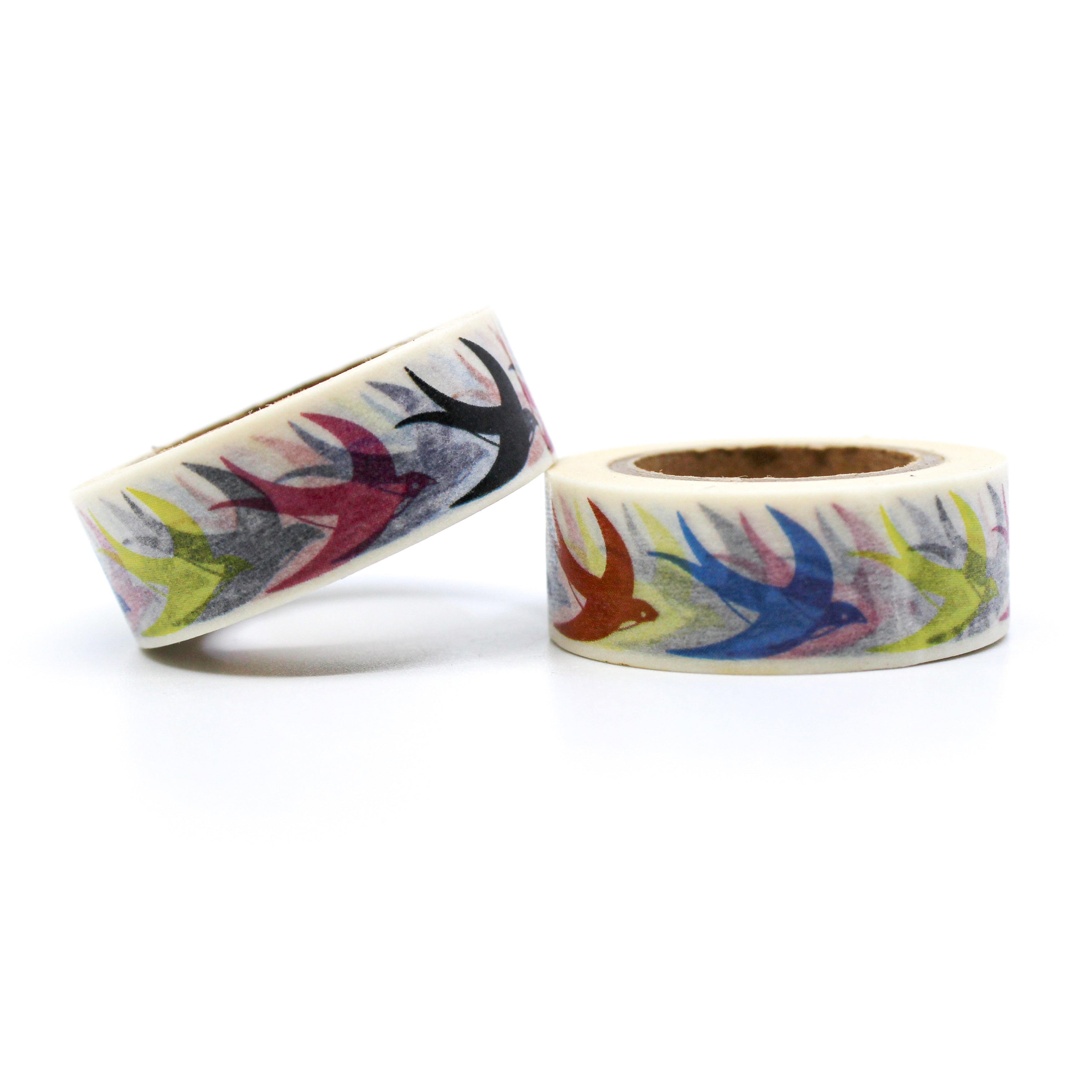 This is a colorful flying sparrow birds for Journal Supplies, Scrapbooking washi tapes rom BBB Supplies Craft Shop